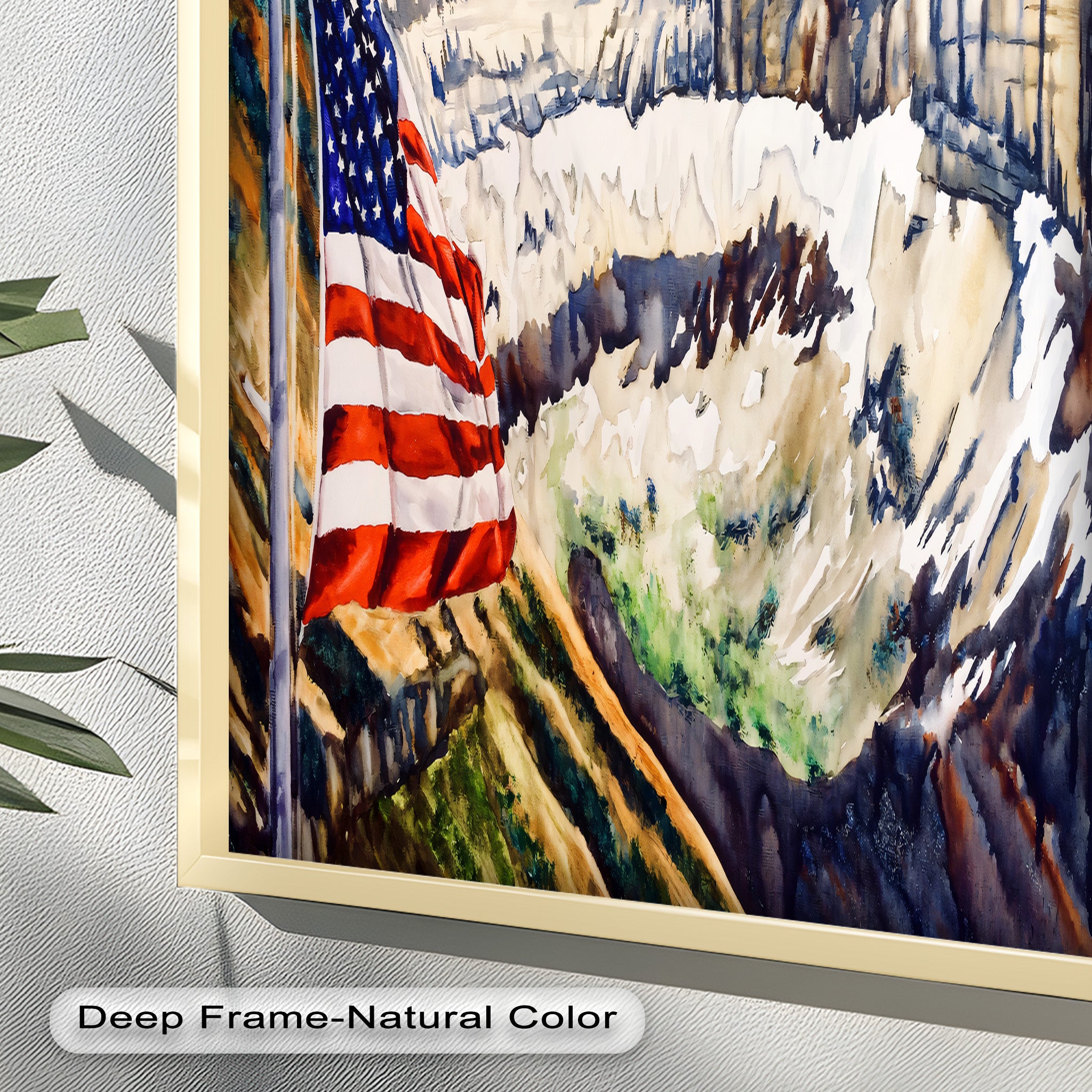 Patriotic Oil Painting of American Flag and Bald Eagle - Perfect for Home Decor, Office Wall Art & Gift for Independence Day