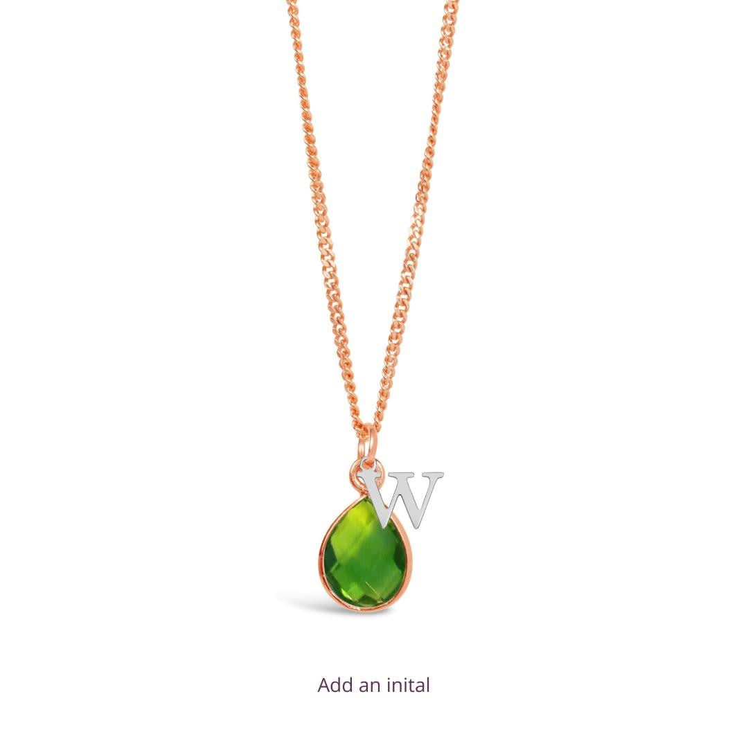 Peridot Charm Necklace in Rose Gold - August Birthstone Jewelry for Women | Perfect Gift for Birthday, Anniversary & Special Occasions