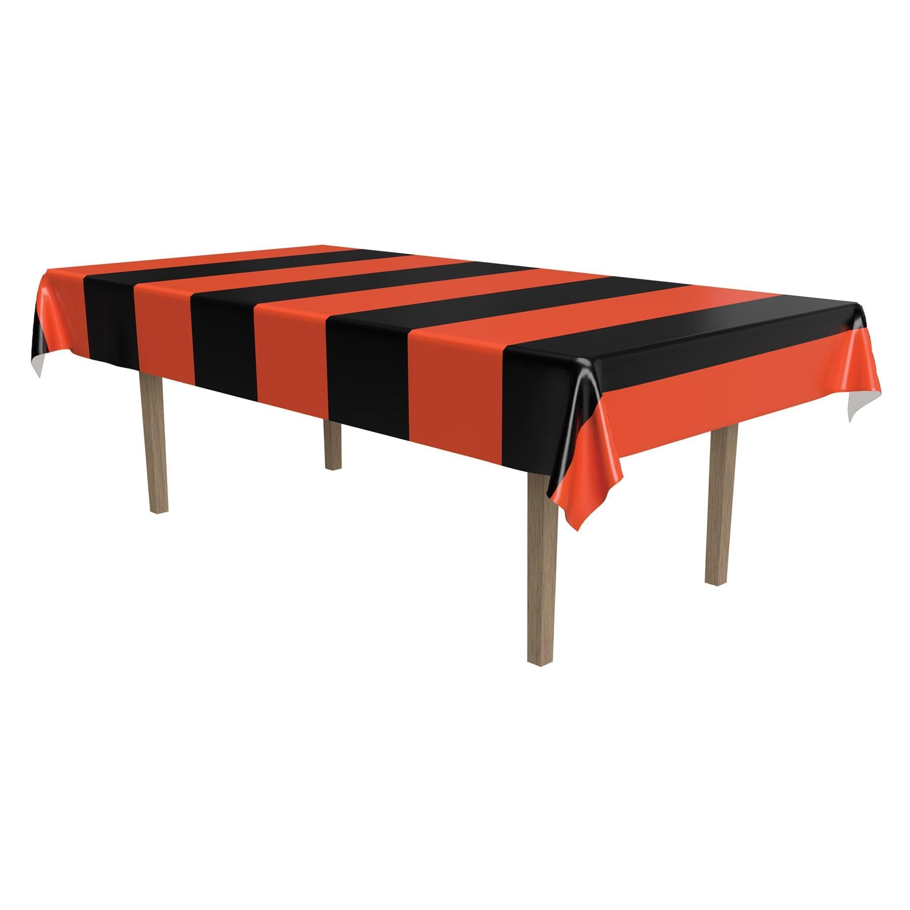 12 Pack Beistle Halloween Orange and Black Striped Table Covers - Perfect for Halloween Party Decorations, Spooky Dining, and Festive Home Decor
