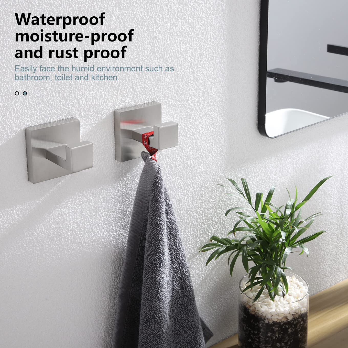 KOKOSIRI 20-Inch Stainless Steel Towel Bar - Brushed Nickel Wall Mounted Bathroom Towel Holder for Bath, Robe & Coat - Durable 304 SUS Square Hook - Perfect for Bathrooms, Laundry Rooms & Spa Areas