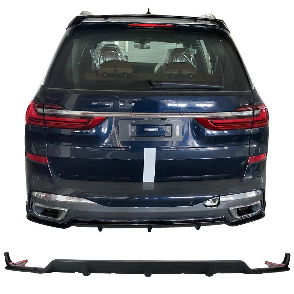 IKON MOTORSPORTS Rear Diffuser for 2019-2023 BMW X7 G07 M Sport | 3PC ABS Plastic Black Primer Lower Bumper Lip Splitters | Enhances Aerodynamics & Style for Street & Track Performance
