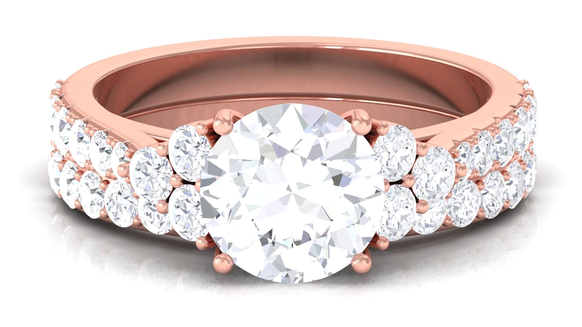 4.50 CT Classic Moissanite Wedding Ring Set - 14K Solid Gold Certified Bridal Ring Set for Women | Engagement, Proposal & Anniversary Jewelry Gift