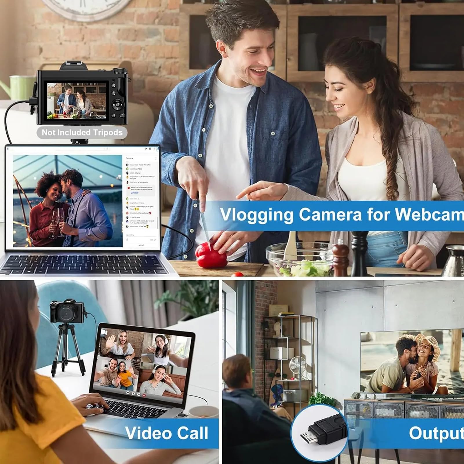 ASHATA 5K Digital Camera 48MP WiFi Vlogging Camera with 16X Zoom & Autofocus, 3.5