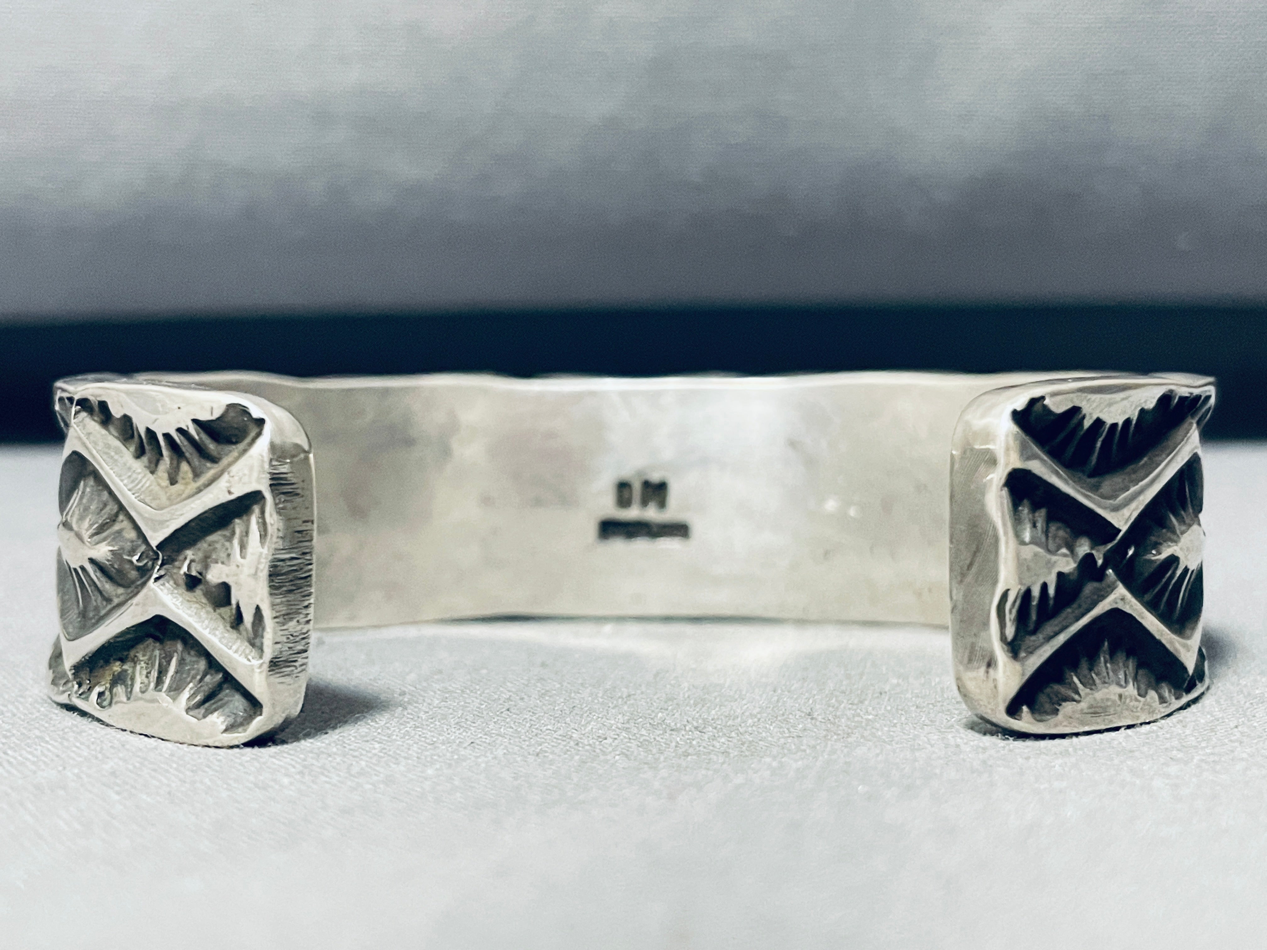 Vintage Navajo Sterling Silver Bracelet - 113g Deep Set Heavy Stamp Native American Jewelry for Women, Gift & Boho Fashion Accessory