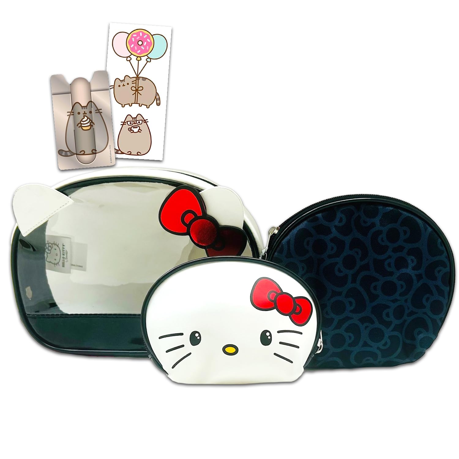 Hello Kitty Makeup Bag Set - 3 Cosmetic Travel Bags & Wallet for Travel & School