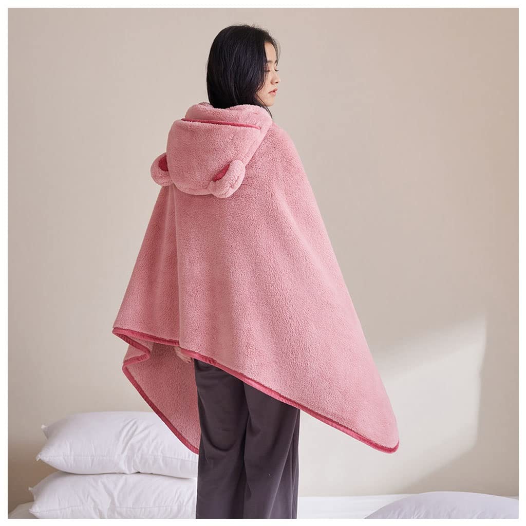 TYLZDZ Coral Velvet Wearable Blanket Hoodie - Soft Fleece Oversized Cloak for Men & Women, Warm Long Pullover with Hat (82x180cm) - Perfect for Lounging, Camping & Cold Weather Comfort