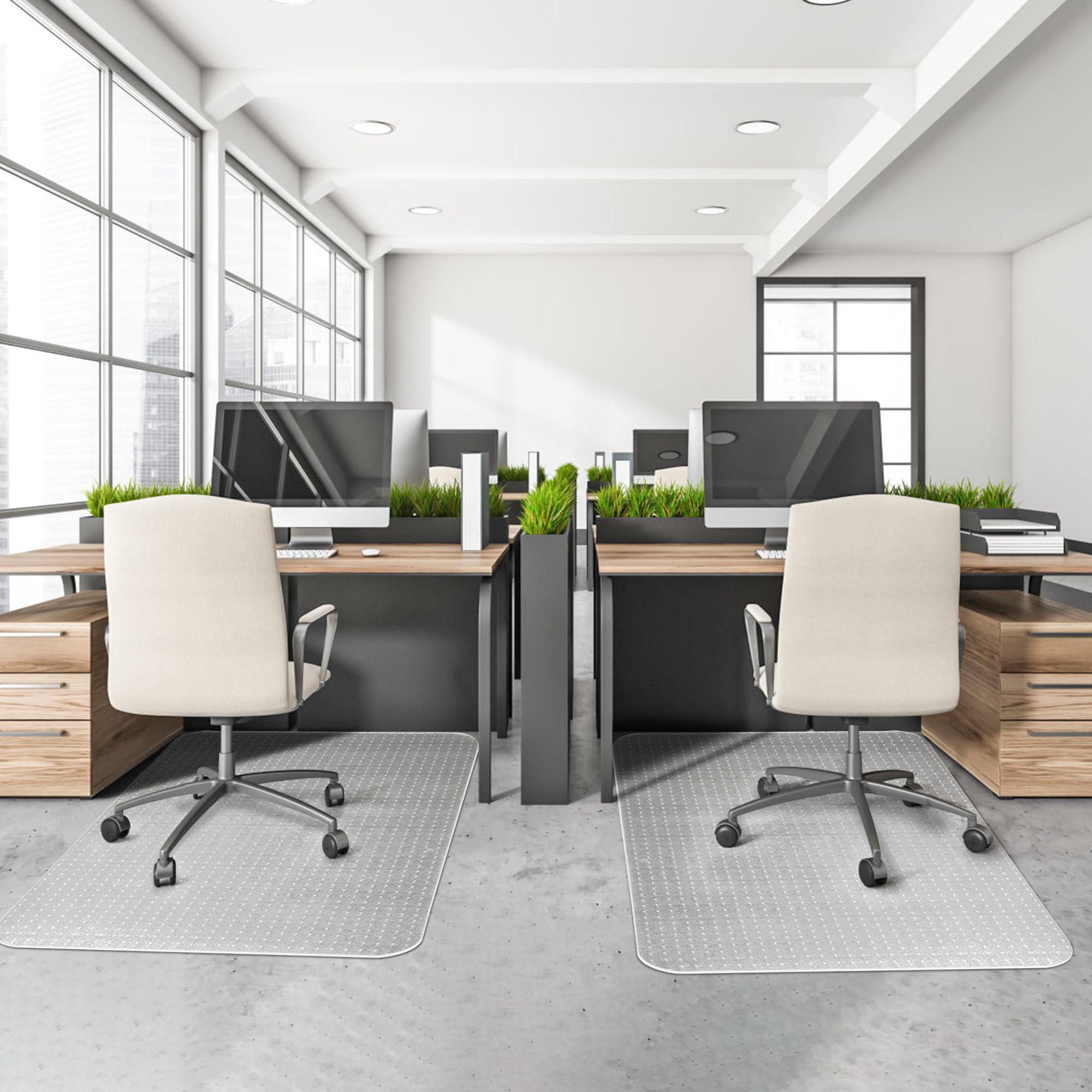 LeapYouth Clear Office Chair Mat for Carpets - Thick & Sturdy Desk Floor Protector for Low, Flat & No Pile Carpeted Floors - 48