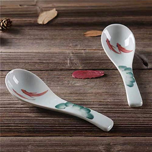 Premium Ceramic Soup Spoons Set of 4 - Chinese Style Glazed Porcelain Rice Spoons - Elegant Asian Tableware for Dining & Gifts (Dark Green) | Perfect for Ramen, Pho, Rice Bowls & Asian Cuisine