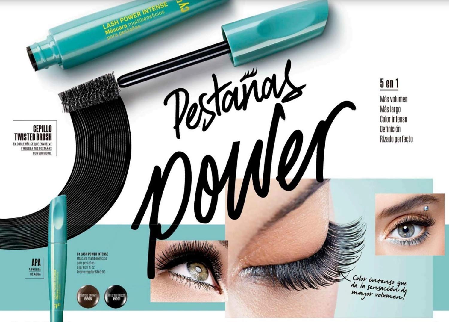 Cyzone Cy Lash Power Intense Mascara - Waterproof Volumizing & Lengthening Mascara in Intense Brown | Multi-Benefit Formula for Bold Lashes | Perfect for Daily Wear, Special Occasions & Photography