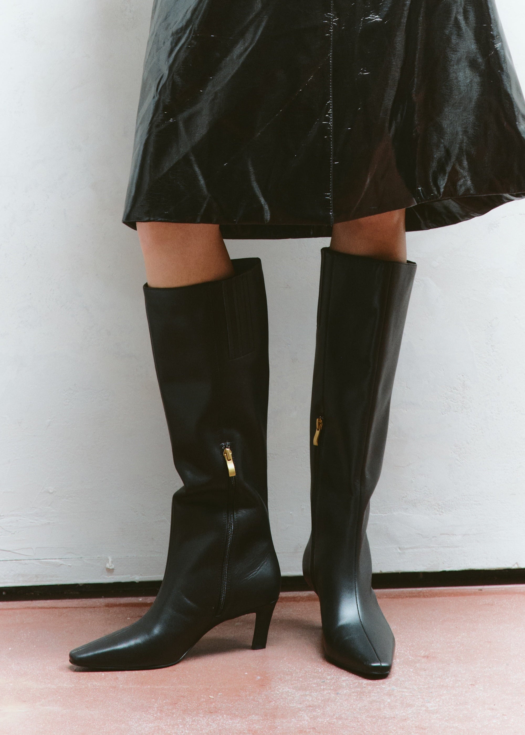 Blake Chisel Toe Long Boots - Genuine Black Leather Women's Ankle Boots for Office, Party & Winter Fashion