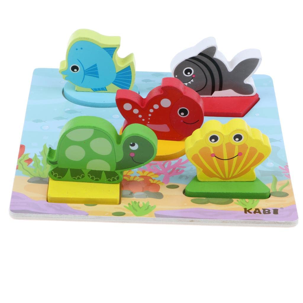 Enakshi Wooden 3D Jigsaw Puzzle for Toddlers - Ocean Animal Educational Learning Toy | Montessori Preschool STEM Activity | Handcrafted Wooden Toys for Kids Ages 2-5 | Perfect for Birthday Gifts & Early Childhood Development