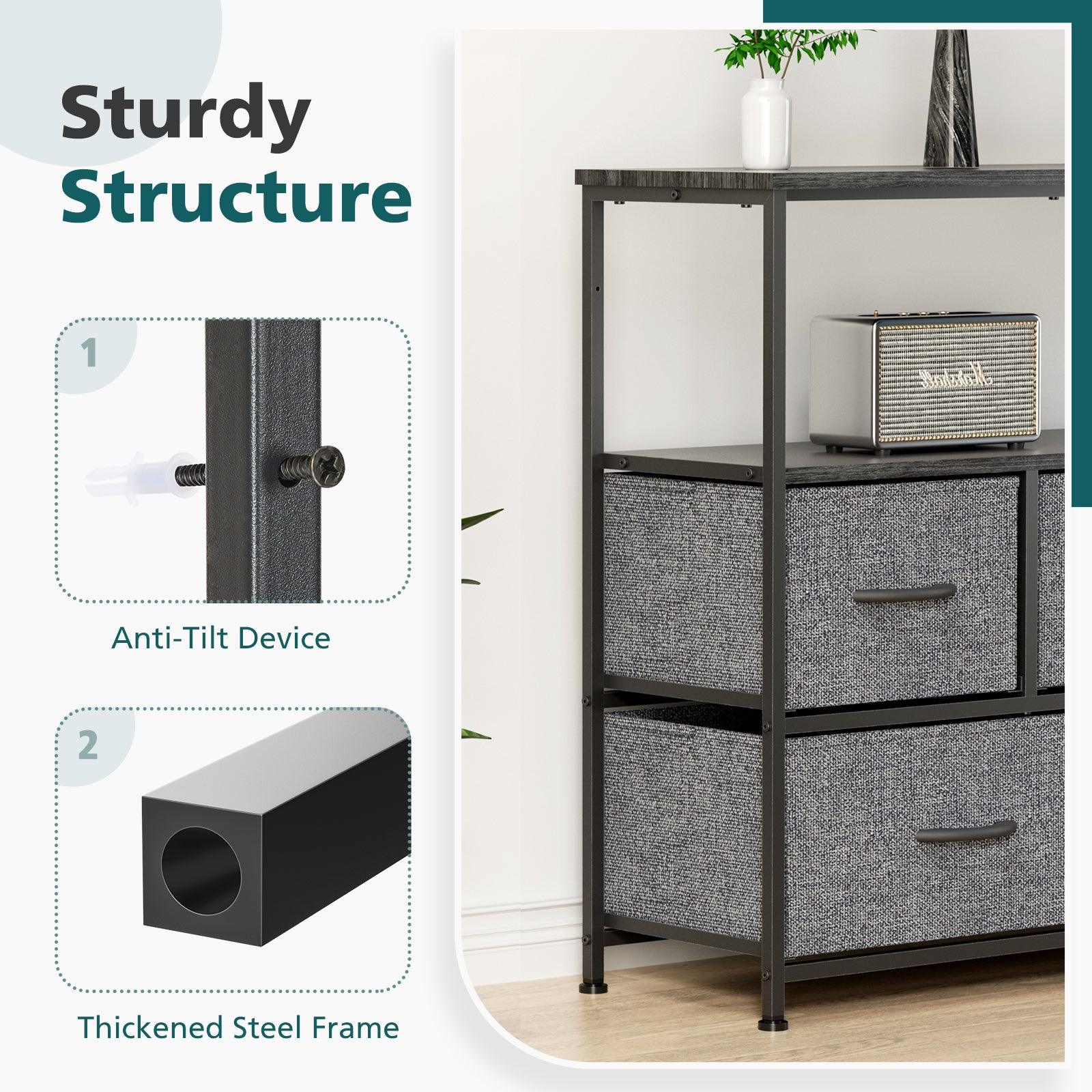 5-Drawer Fabric Dresser with Metal Frame - Modern Bedroom Chest of Drawers for Clothes Storage | Perfect for Small Spaces, Dorm Rooms & Apartment Organization