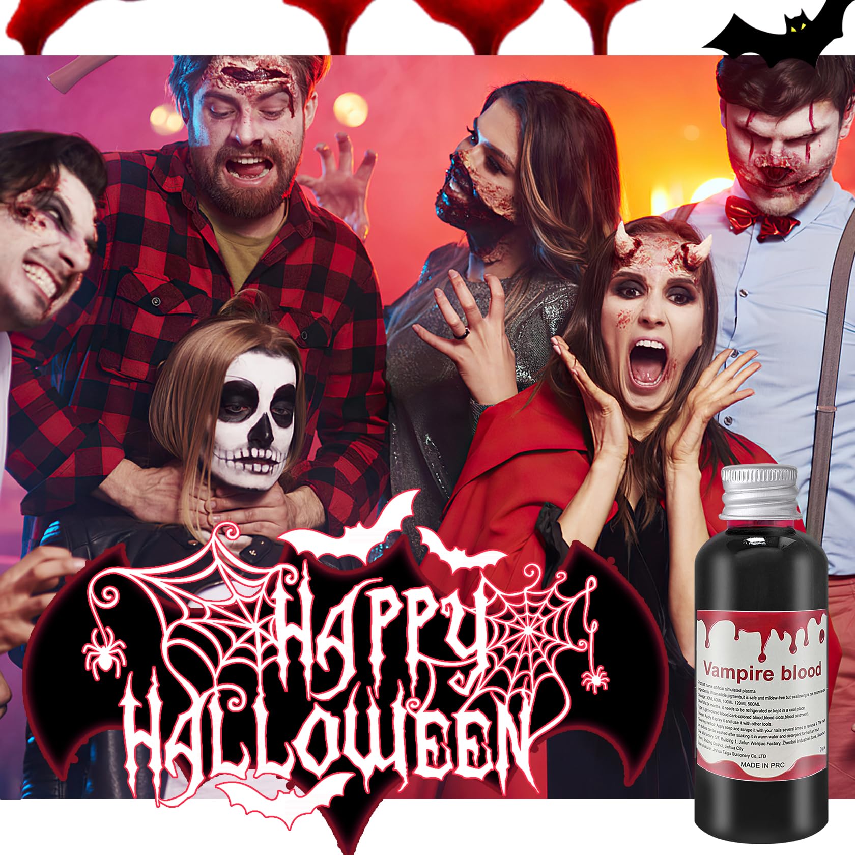 Realistic Fake Liquid Blood - Washable Halloween SFX Makeup for Zombie, Vampire & Monster Costumes | Perfect for Cosplay, Theater & Bride Dress Up | Great for Halloween Parties, Haunted Houses & Horror Events
