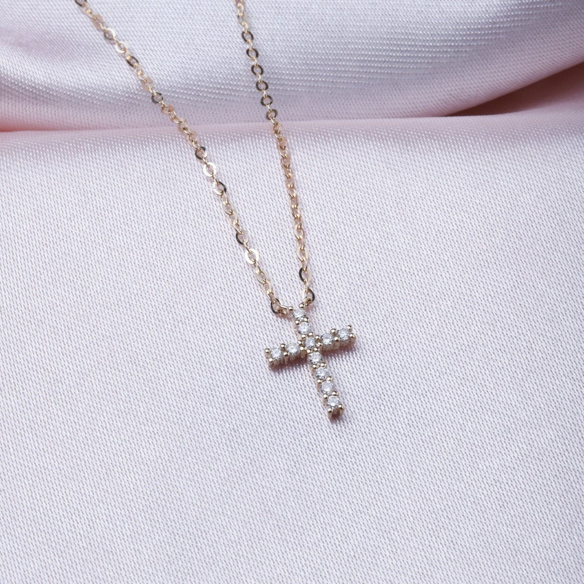 10ctw Diamond Small Cross Pendant Necklace in 14K Gold - Elegant & Dainty Jewelry for Women, Perfect for Everyday Wear, Gifts & Special Occasions