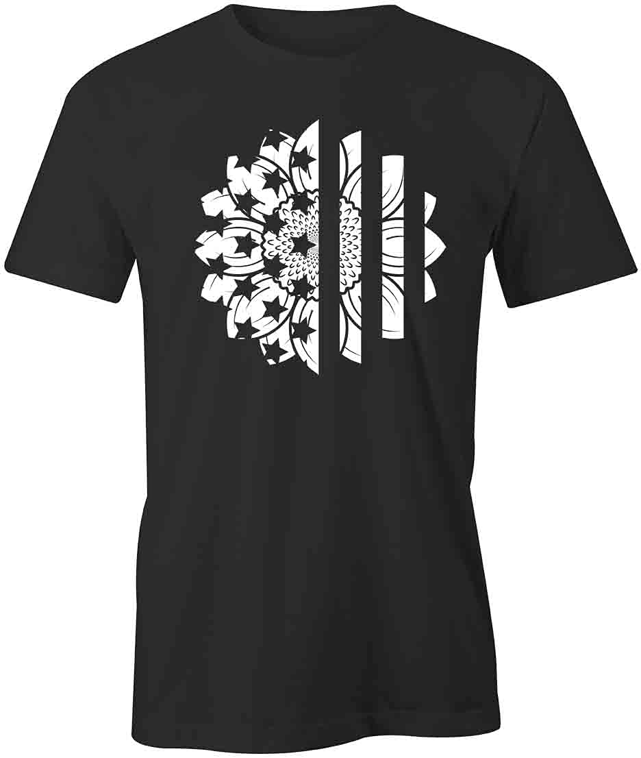 American Flag Sunflower Graphic T-Shirt - Patriotic Printed Tee for Men & Women | Casual Wear, 4th of July Celebration, Summer Outfits