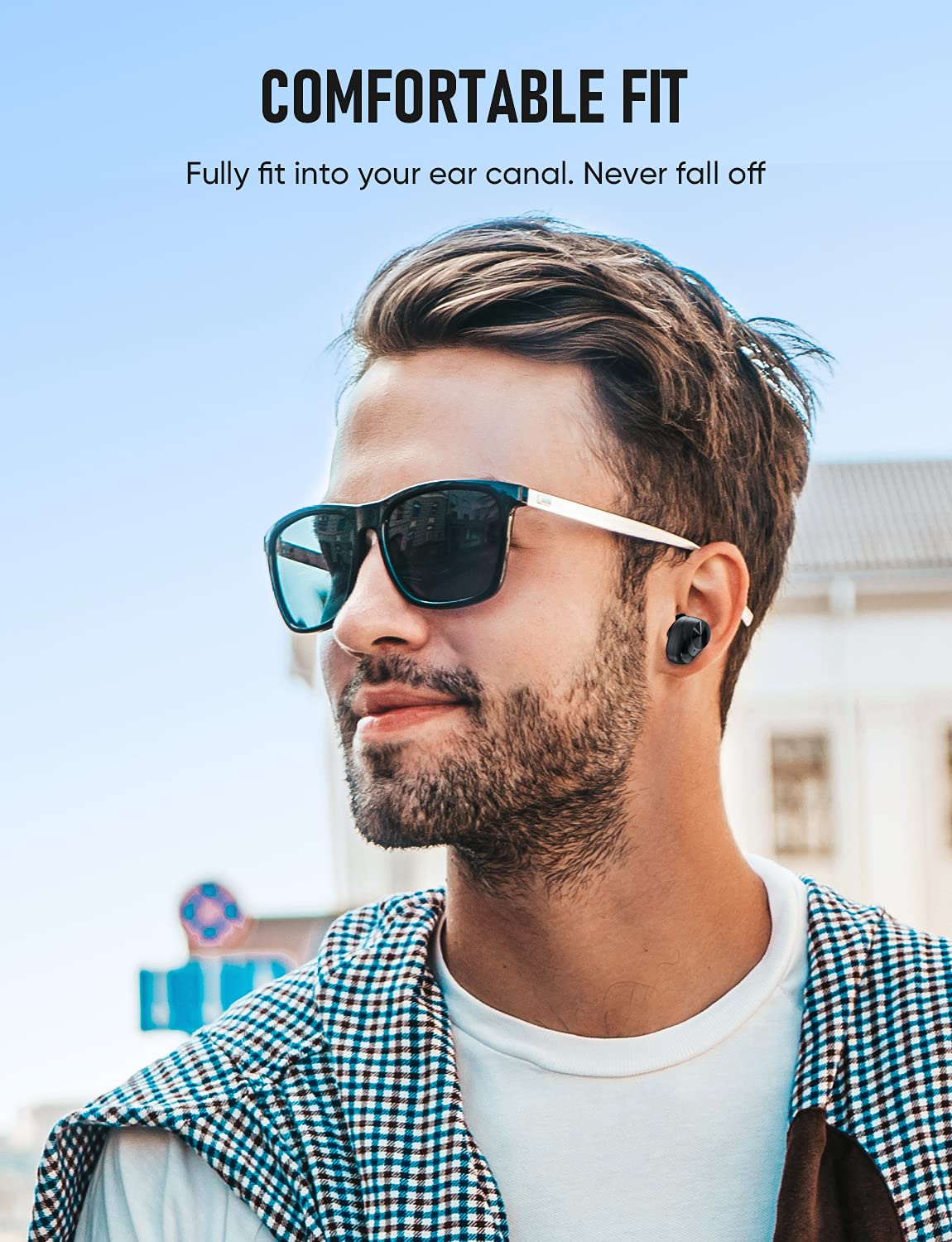 VEENAX X11 True Wireless Earbuds Bluetooth 5.0 Headphones with Touch Control, IPX5 Waterproof Sport Earphones, Built-in Mic & Deep Bass Stereo Sound, 150H Playtime USB-C Charging - Perfect for Running, Gym Workouts & Commuting (Black)