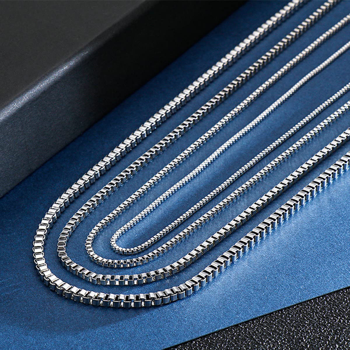 Titanium Box Chain Necklace for Women - Silver Stainless Steel Adjustable 45cm to 71cm - Elegant Jewelry for Everyday Wear, Parties & Gifts