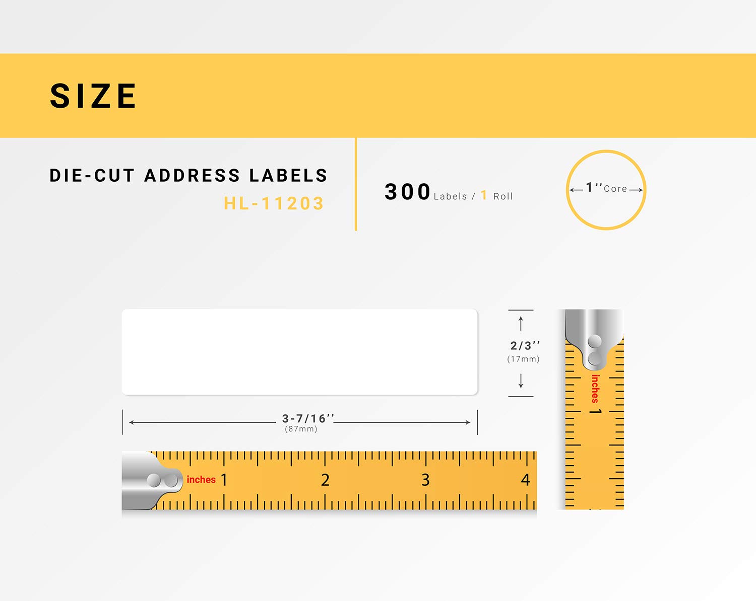 HOUSELABELS Compatible with DK-1203 Replacement Roll for Brother QL Label Printers - 300 Address Labels per Roll, 2/3