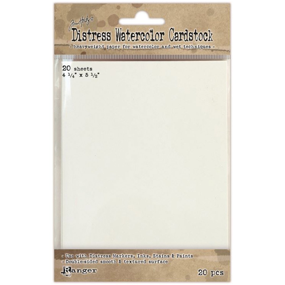 Ranger Tim Holtz Distress Watercolor Cardstock - 4.25 x 5.5 Inches, 20-Pack, Multicolor for Scrapbooking & Card Making | Premium Watercolor Paper for DIY Crafts, Mixed Media & Art Projects