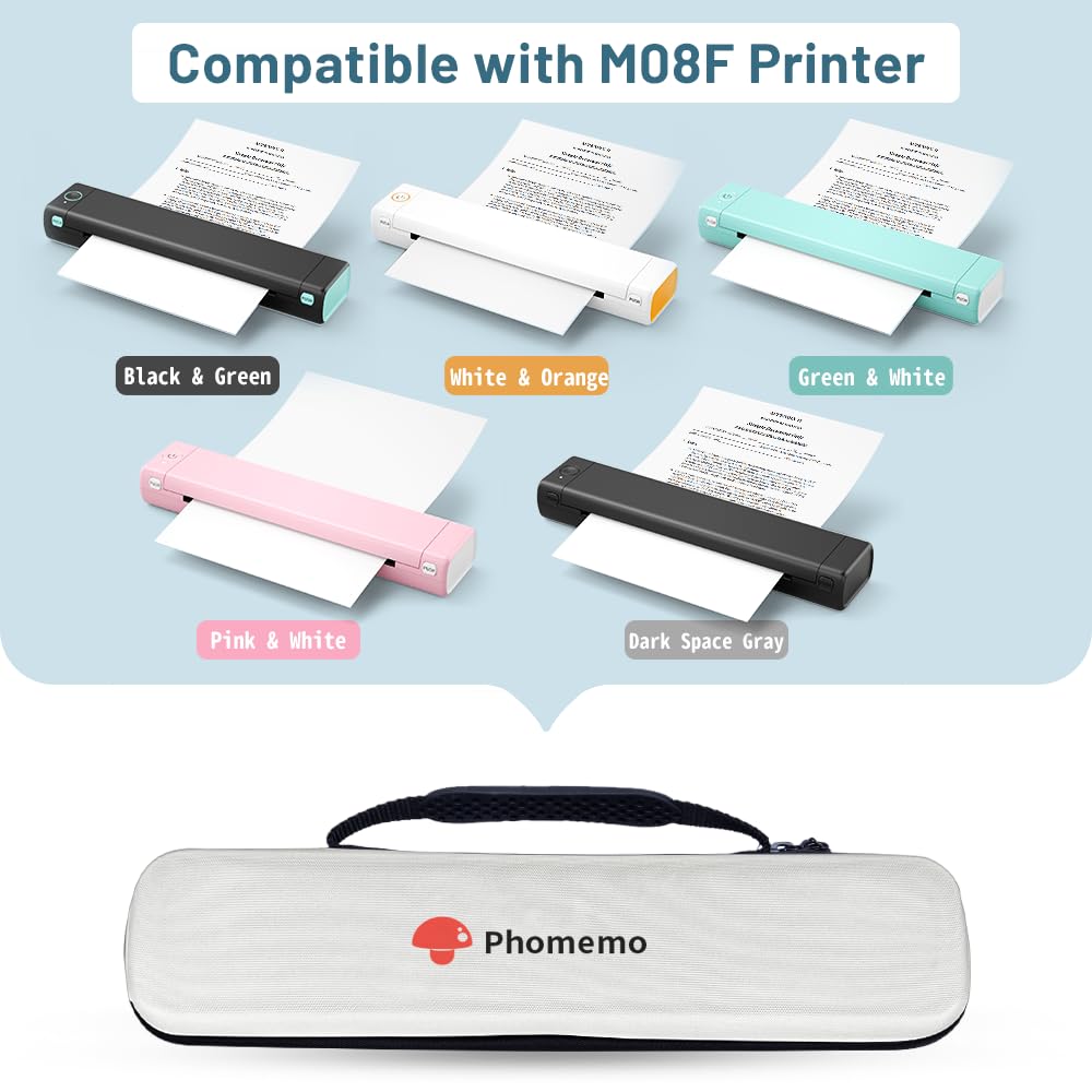 Phomemo M08F Printer Carrying Case - Lightweight Travel Bag for M08F Portable Thermal Printer, Compatible with HPRT MT800/MT800Q, M08E/P831/TP81, PJ762/PJ763MFi (Box Only) - Perfect for Business Travel, Home Office & On-the-Go Printing
