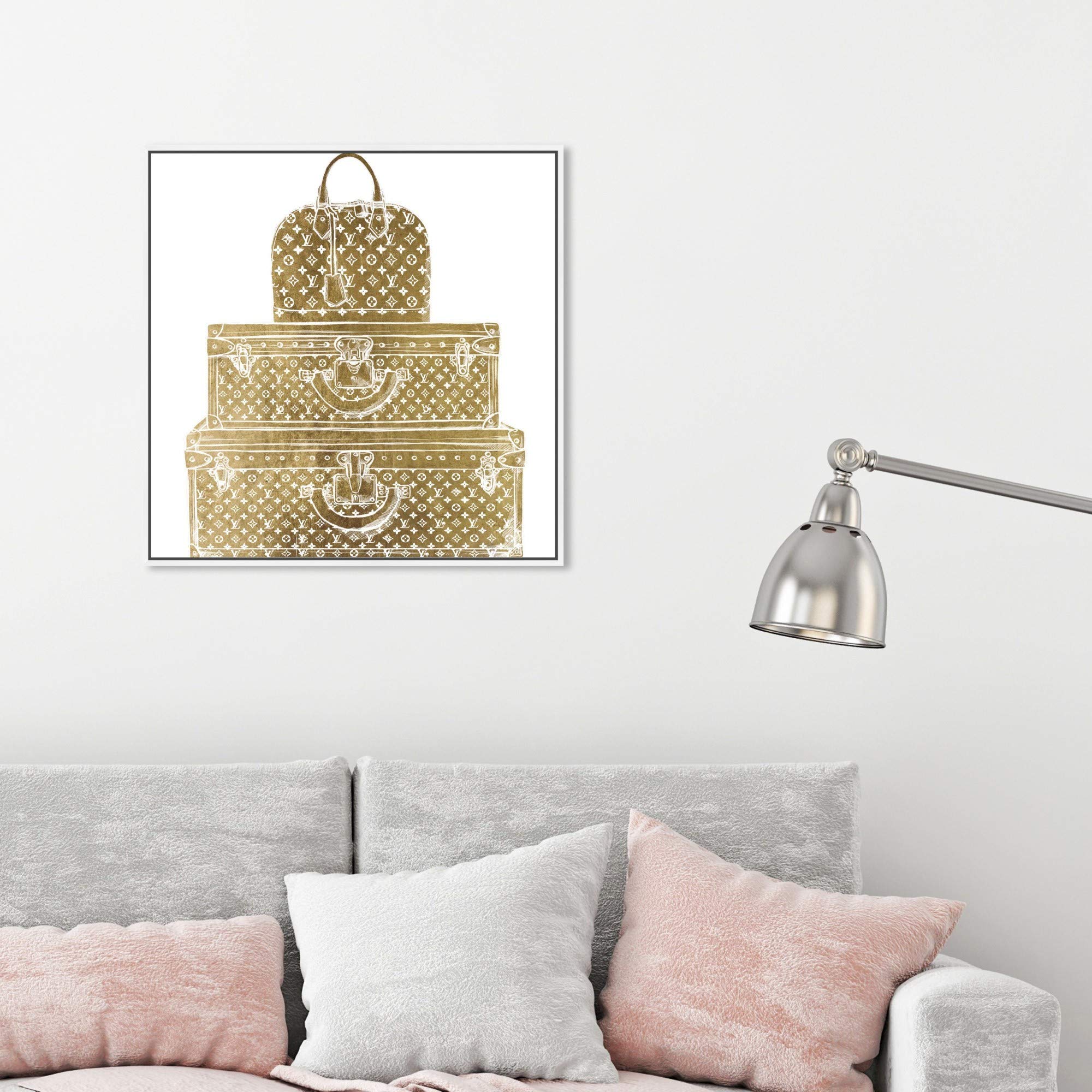 Royal Bag & Luggage Diecut Framed Wall Art Canvas Print - 24x24 Inch Gold & White Travel-Themed Home Décor by Oliver Gal Artist Co. | Perfect for Living Room, Bedroom & Office Decor