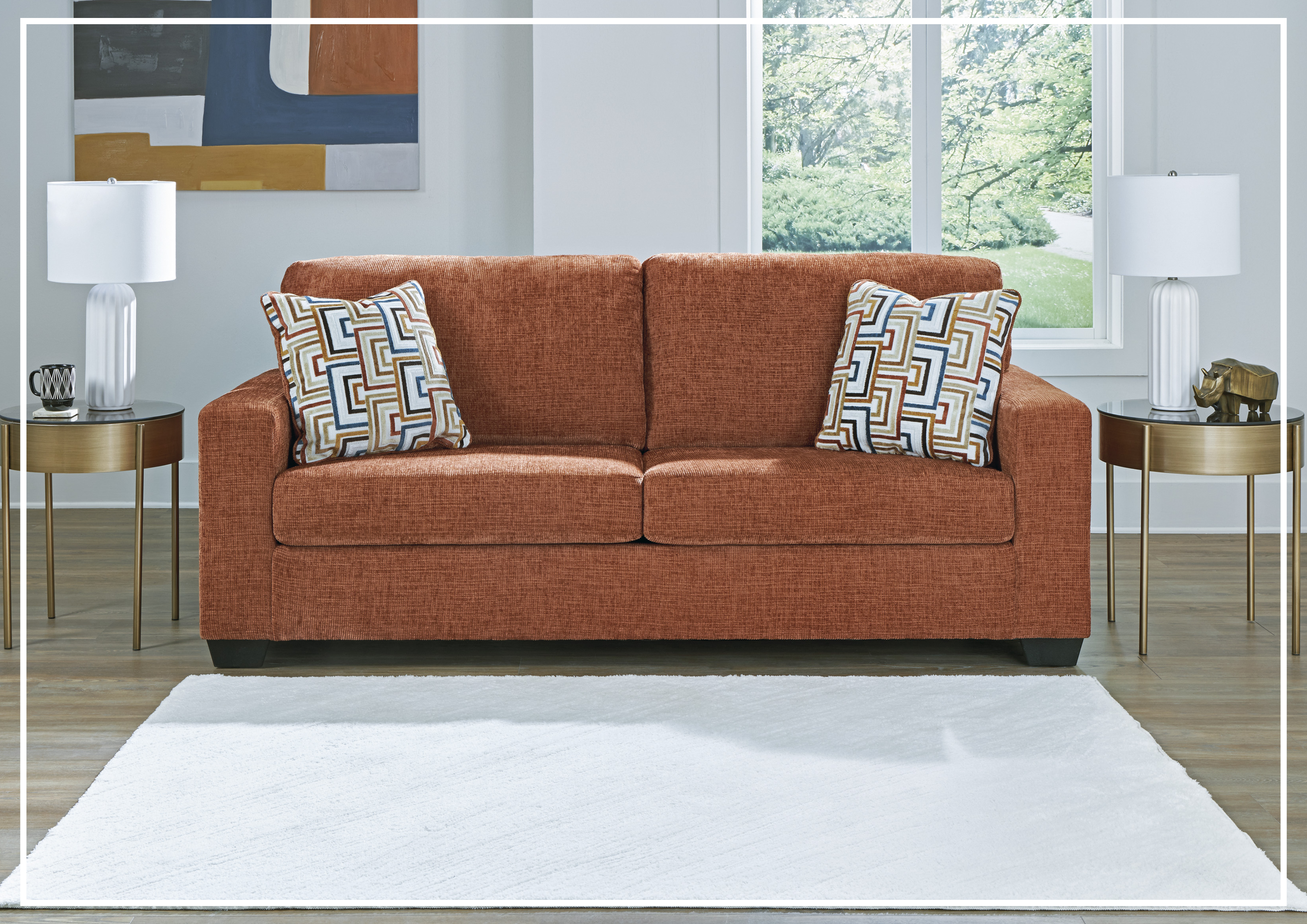 Gio Italia Amalfi Queen Fabric Sleeper Sofa with Accent Pillows - Convertible Bed & Comfortable Seating for Small Spaces, Guest Rooms & Apartments