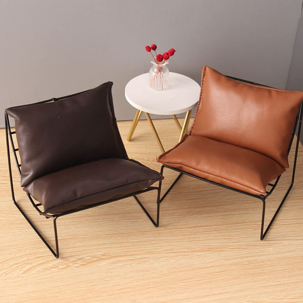 1/6 Scale Miniature Dollhouse Sofa & Chair Set - Modern PU Leather Furniture for Dollhouse Accessories - Perfect for Dollhouse Decor, DIY Projects & Collectibles