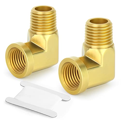 90 Degree Barstock Street Elbow - 1/8 Inch NPT Male to Female Brass Pipe Fitting (2-Pack) - Ideal for Plumbing, HVAC, and Industrial Applications