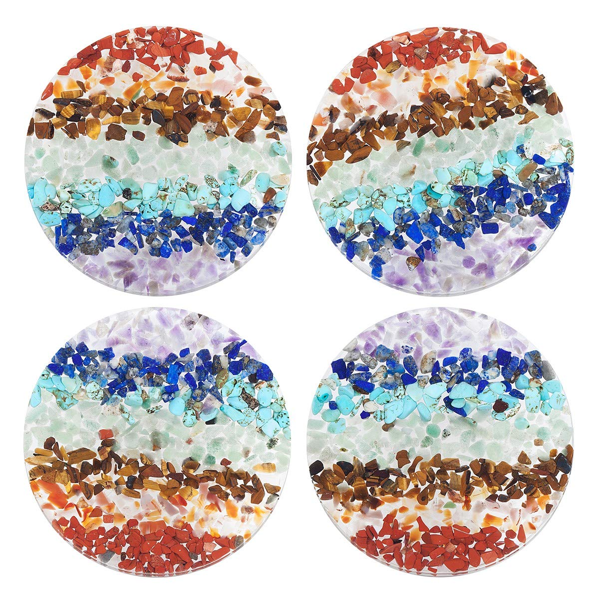 7 Chakra Orgone Crystal Slice - Healing Stone Energy Decor for Home & Office - 3.15 Inch Chakra Stones (Pack of 2) - Perfect for Meditation, Feng Shui & Positive Energy Spaces