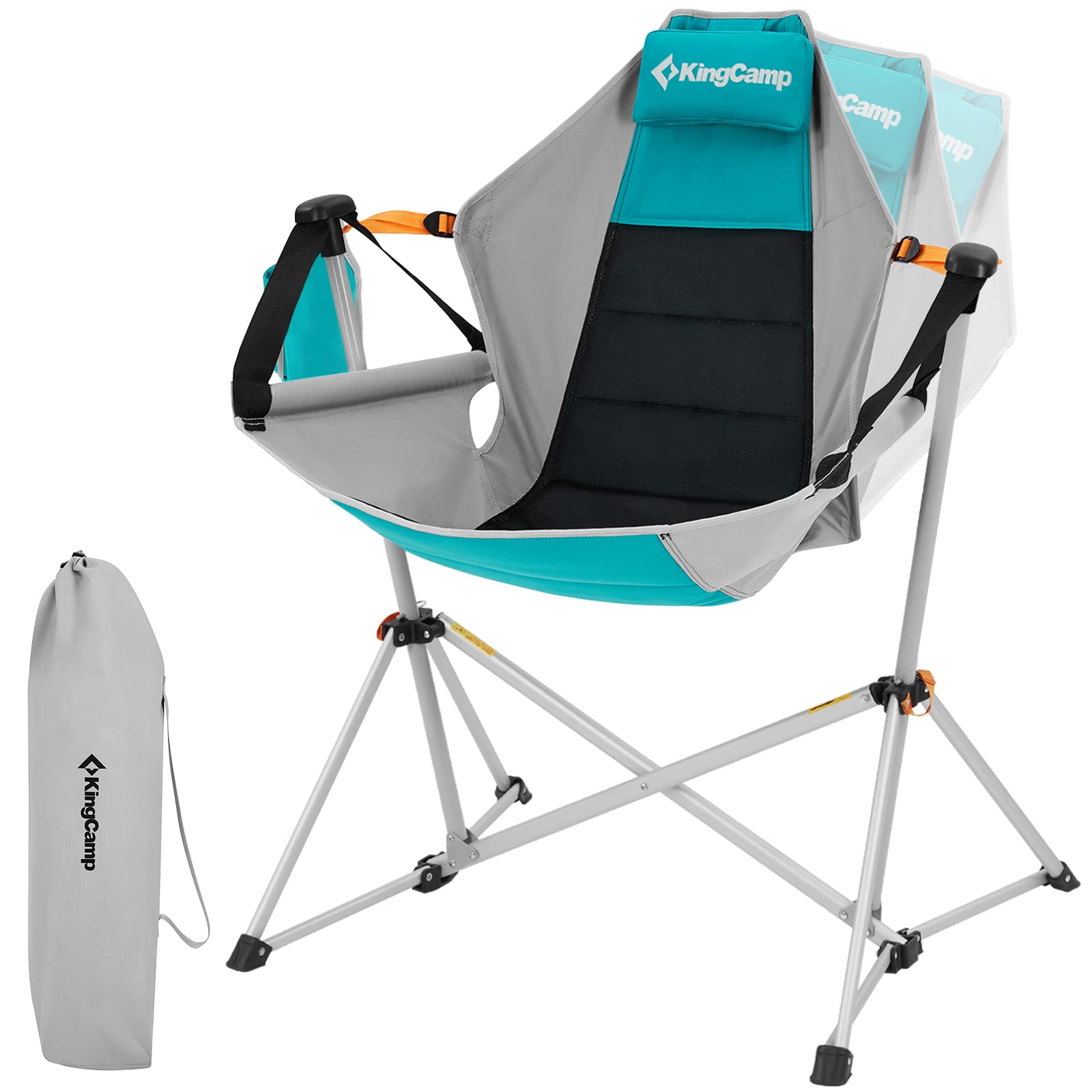 KingCamp Portable Hammock Camping Chair - Lightweight Aluminum Alloy Adjustable Recliner with Pillow & Cup Holder - Perfect for Backyard, Beach, Concerts, Hiking & Outdoor Adventures