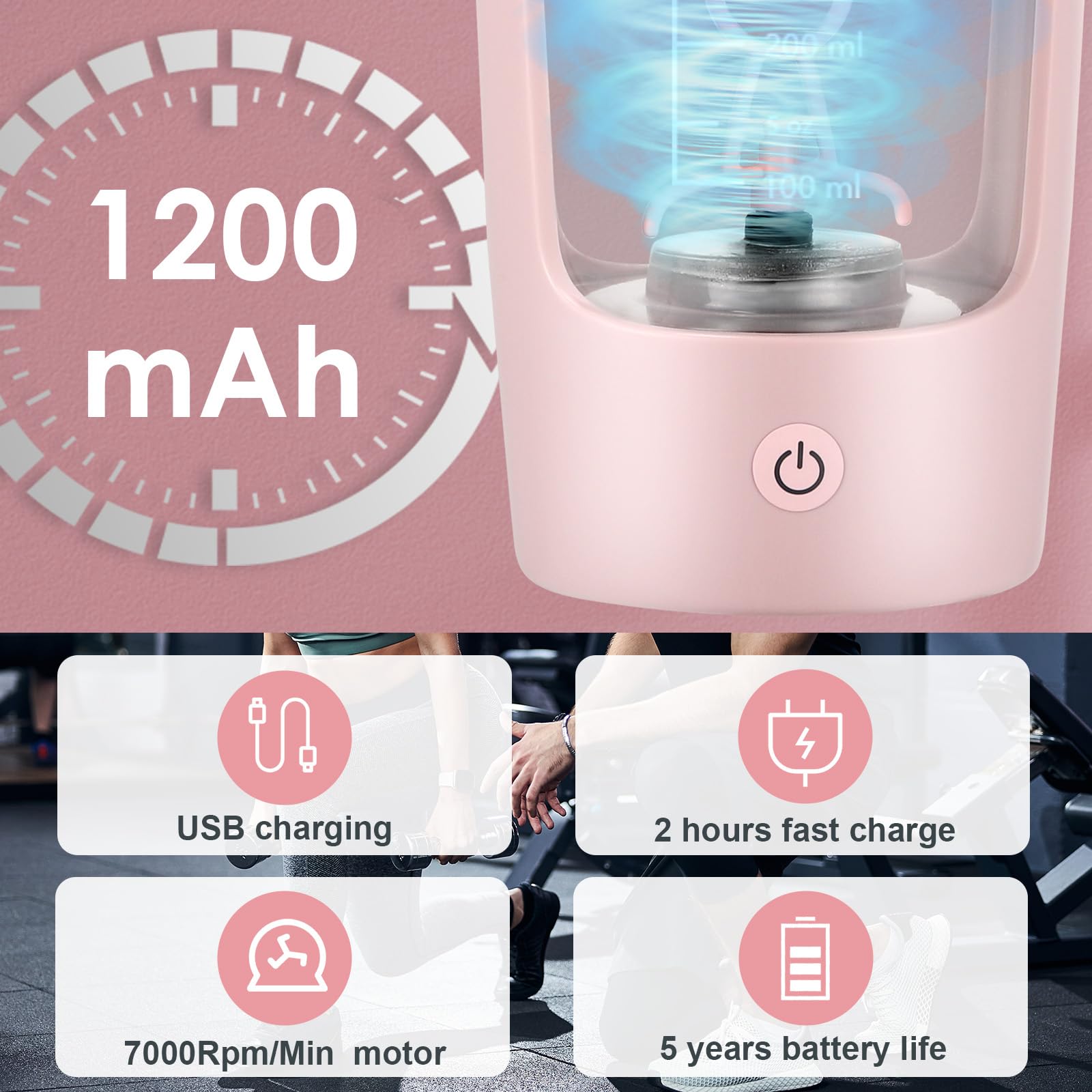 650ML Electric Protein Shaker Bottle - USB Rechargeable Automatic Blender for Protein Shakes, Coffee & Smoothies - Portable Mixing Cup for Gym, Workout & Fitness Enthusiasts - Perfect for Post-Workout Recovery & On-the-Go Nutrition