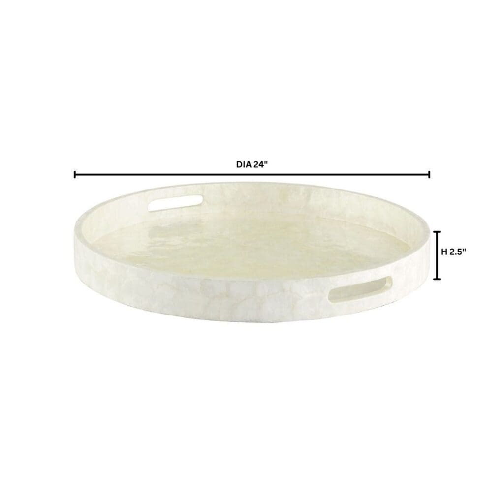 Cyan Design 11687 Triton 24 Inch Round Tray - Pearl Finish Large Serving Tray for Dining, Entertaining & Home Decor