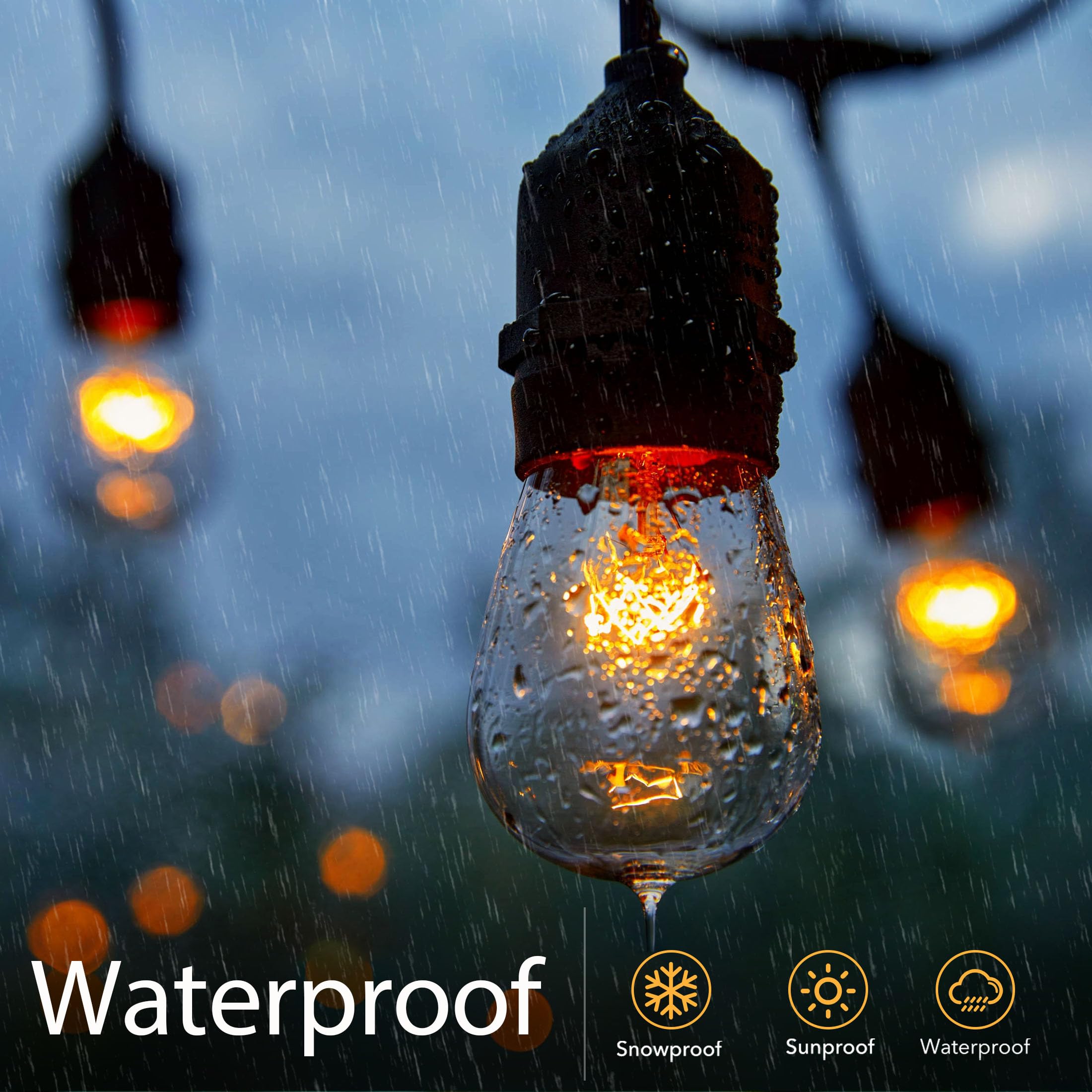 20 Pack S14 Replacement Light Bulbs - 11W Warm White Incandescent Edison Bulbs with E26 Medium Base | Commercial Grade for Outdoor Patio String Lights, Cafe Lighting & Backyard Decor