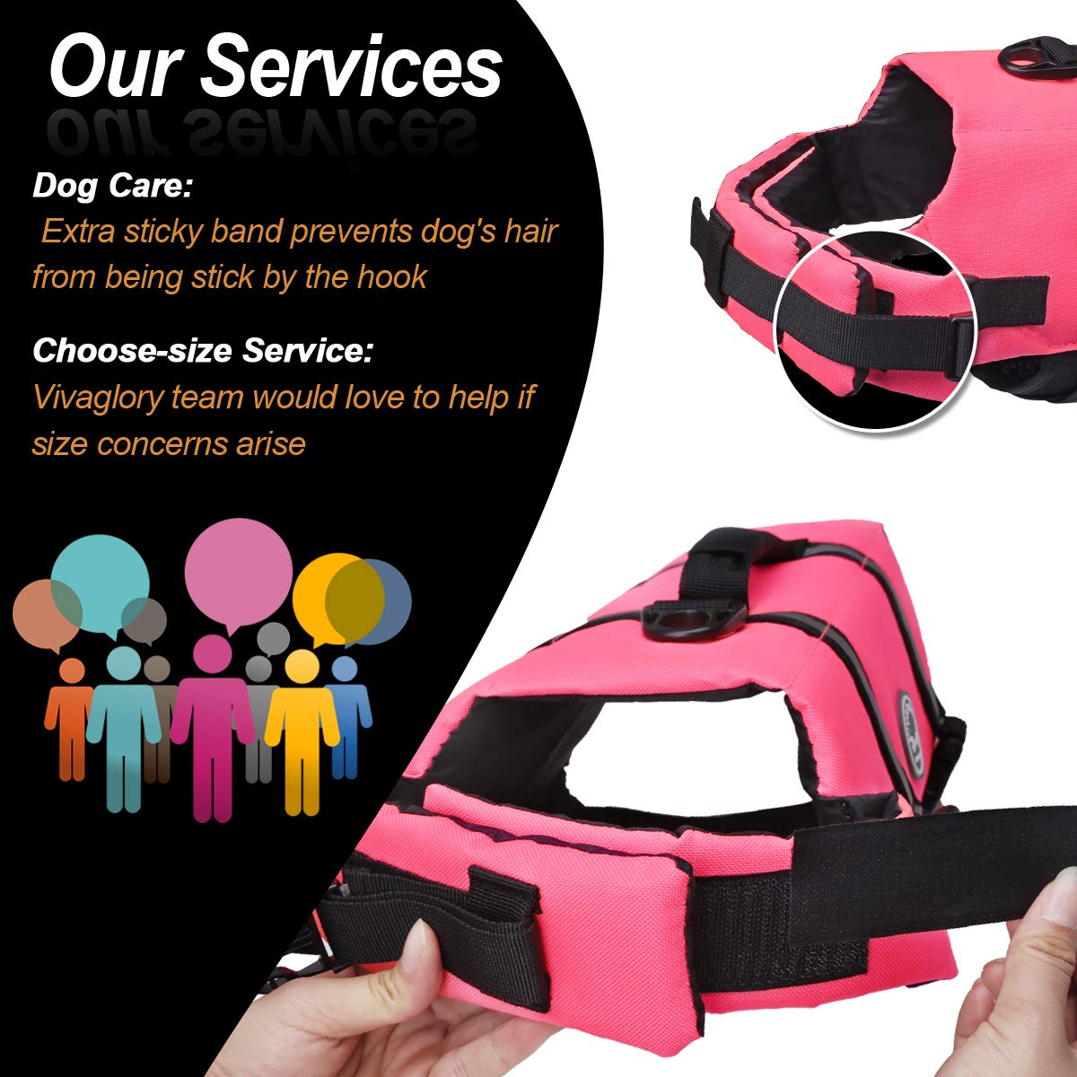 VIVAGLORY Ripstop Dog Life Jacket - Small/Medium/Large Sizes - High Visibility & Buoyancy Swimming Vest for Boating, Paddleboarding & Water Safety - Bright Pink Pet Safety Gear for Dogs