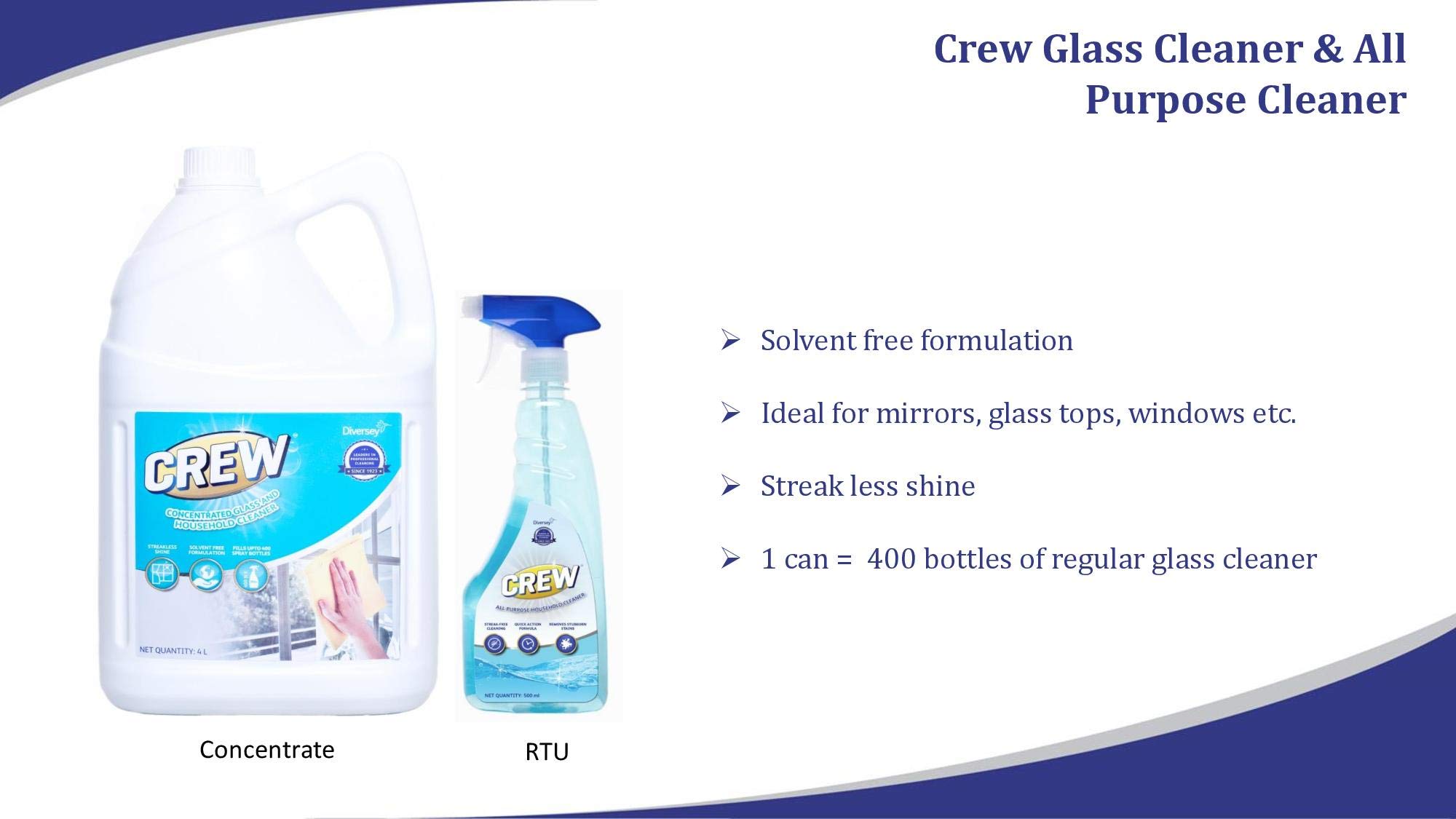 Crew Glass Cleaner & All Purpose Cleaner - 500ml (Pack of 3) | Streak-Free Cleaning for Windows, Mirrors, Countertops & More | Ideal for Home, Office & Car Use