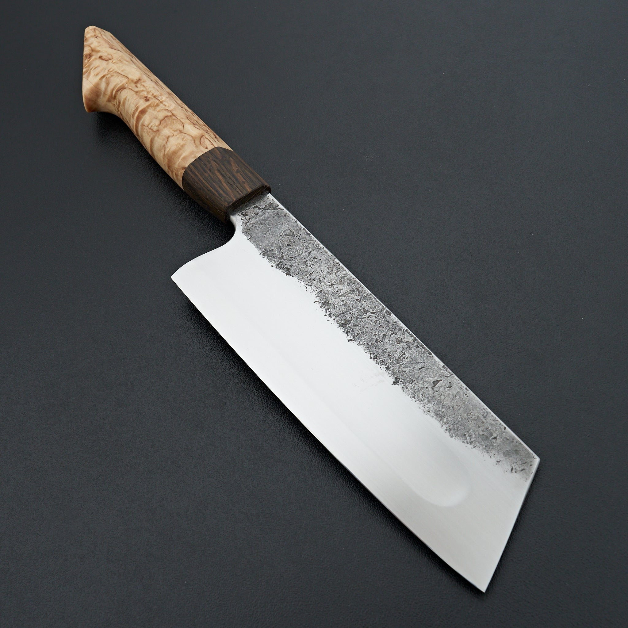 Premium Lew Griffin S Grind Curly Birch Bunka Knife 176mm - Japanese High-Carbon Steel Kitchen Knife for Professional Chefs & Home Cooking, Perfect for Slicing, Dicing & Precision Cutting Vegetables, Meat & Fish