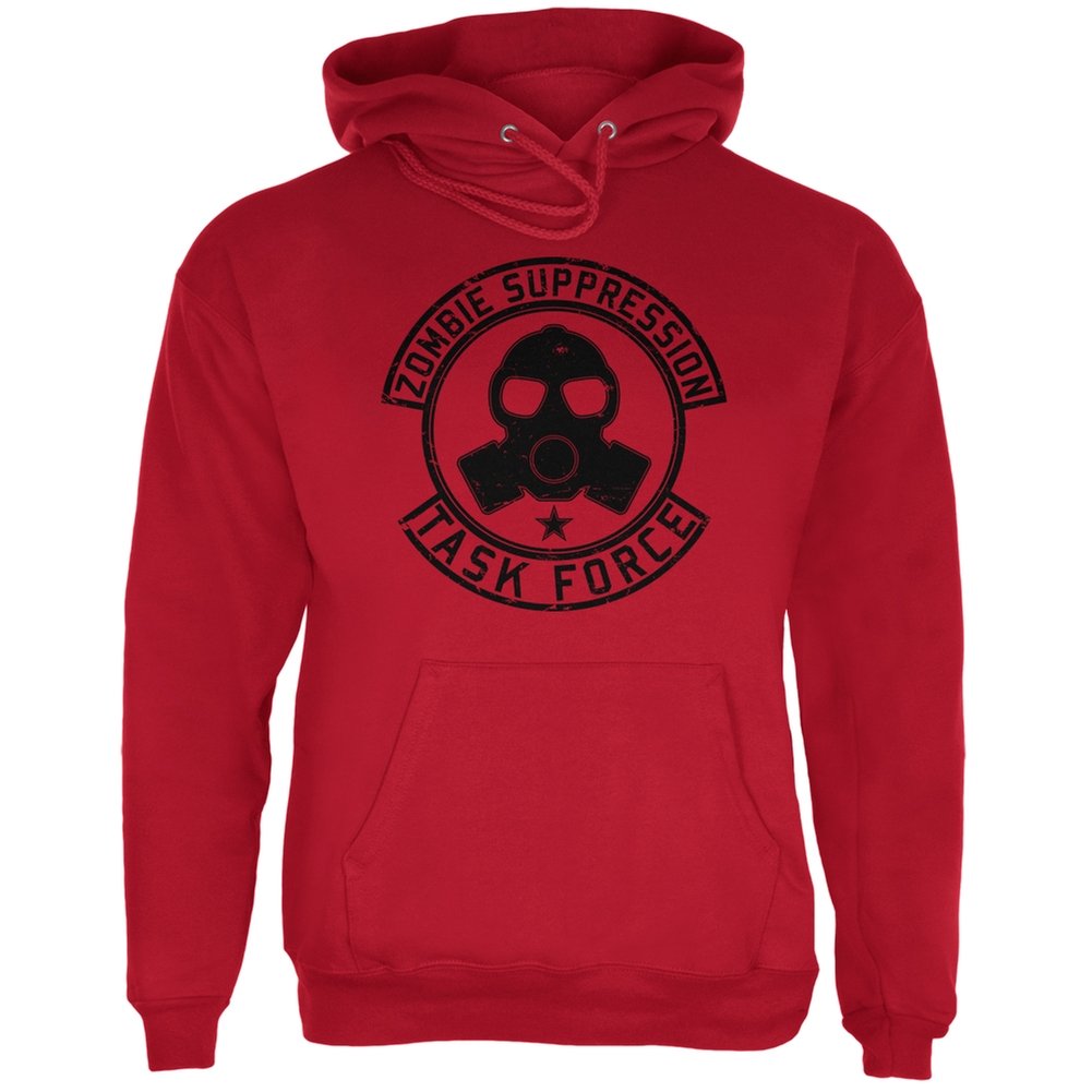 Zombie Task Force Red Adult Hoodie - Men's & Women's Halloween Costume Hooded Sweatshirt | Cozy Pullover for Cosplay, Horror Fans & Themed Parties