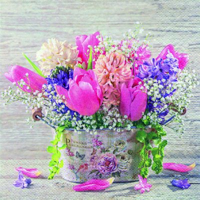 Pastel Spring Floral Design Paper Lunch Napkins - 20 Pack Disposable Napkins for Picnics, Parties & Spring Celebrations