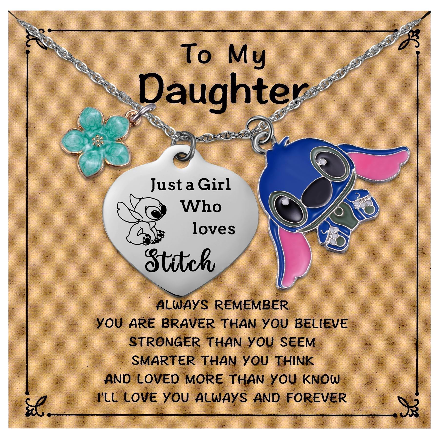 Aesnefe Stitch Jewelry - Lilo & Stitch Necklace for Women & Girls - Perfect Birthday & Christmas Gift for Daughter, Niece, Granddaughter - Disney Jewelry for Everyday Wear & Special Occasions