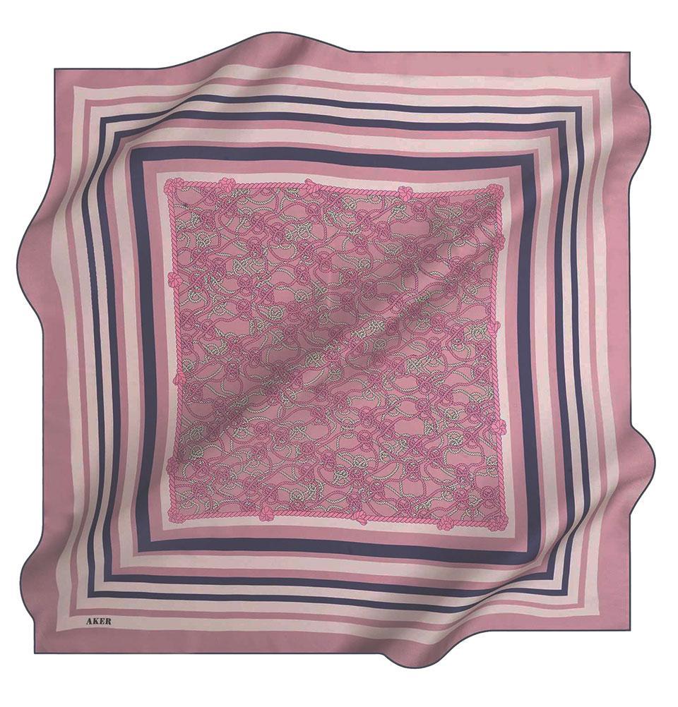 Aker Silk Cotton Patterned Square Scarf #7807 423 - Lightweight Fashion Accessory for Women, Perfect for Office, Travel and Special Occasions