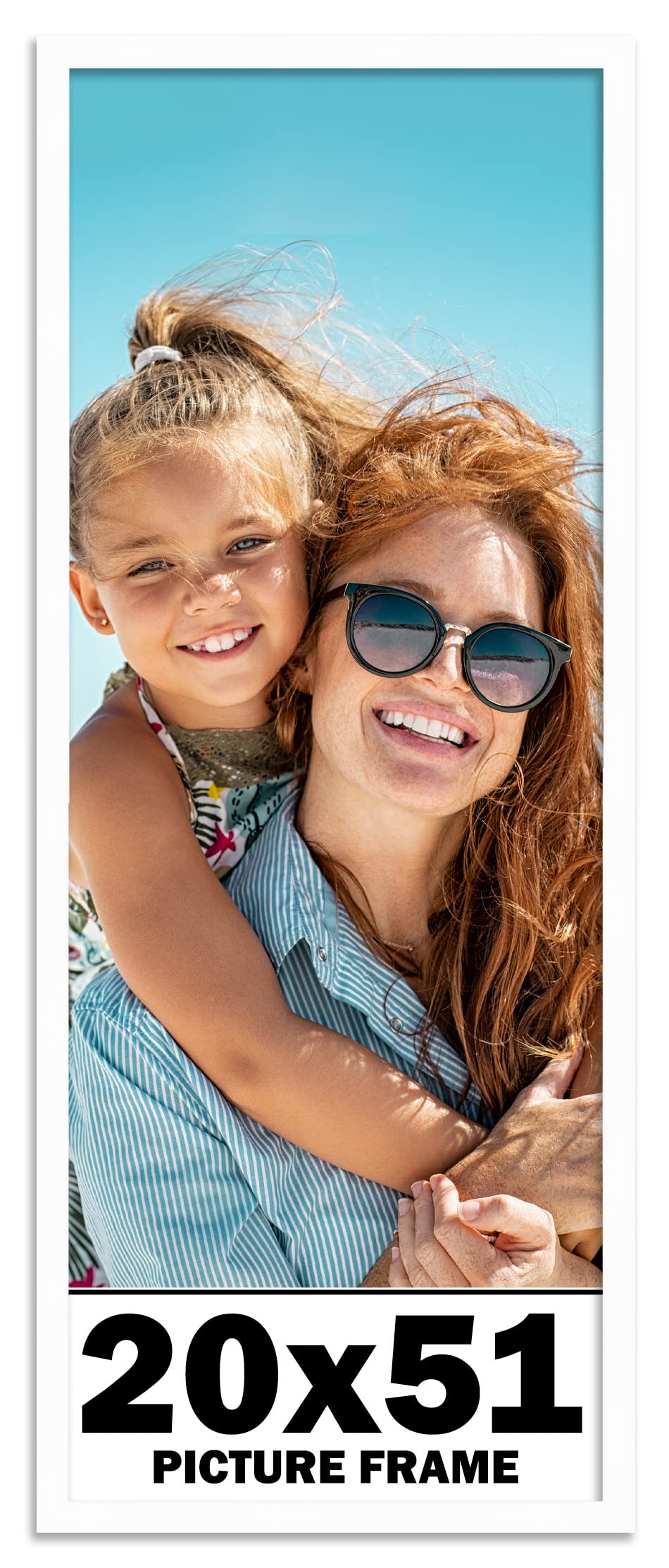 20x51 Inch White Wood Picture Frame - Premium Artwork Display for Home, Office & Gallery Decor