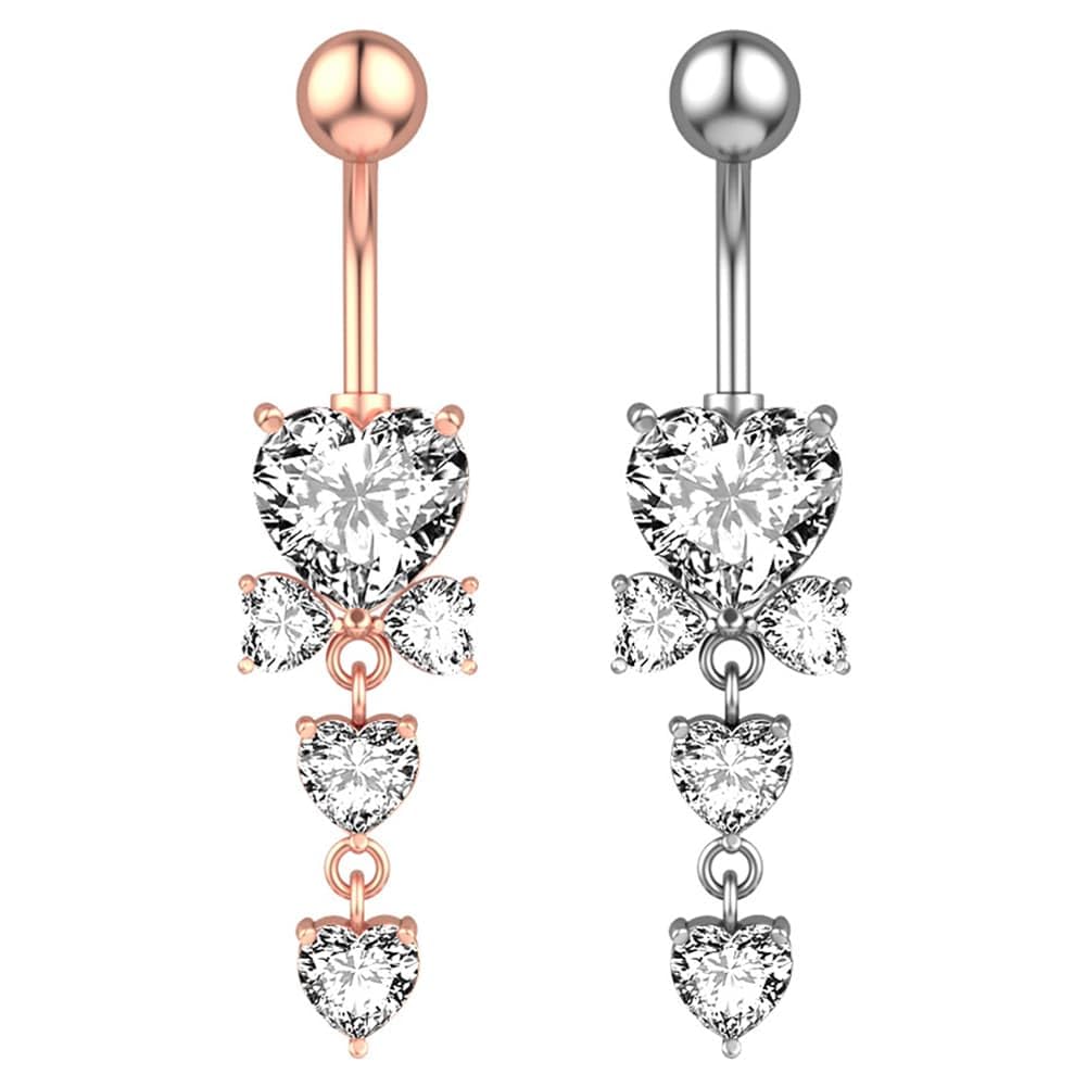 316L Surgical Steel Belly Button Rings - 14G Navel Piercing Jewelry with Sparkling Cubic Zirconia CZ Stones | Hypoallergenic Belly Rings for Women, Perfect for Everyday Wear & Body Piercing Aftercare