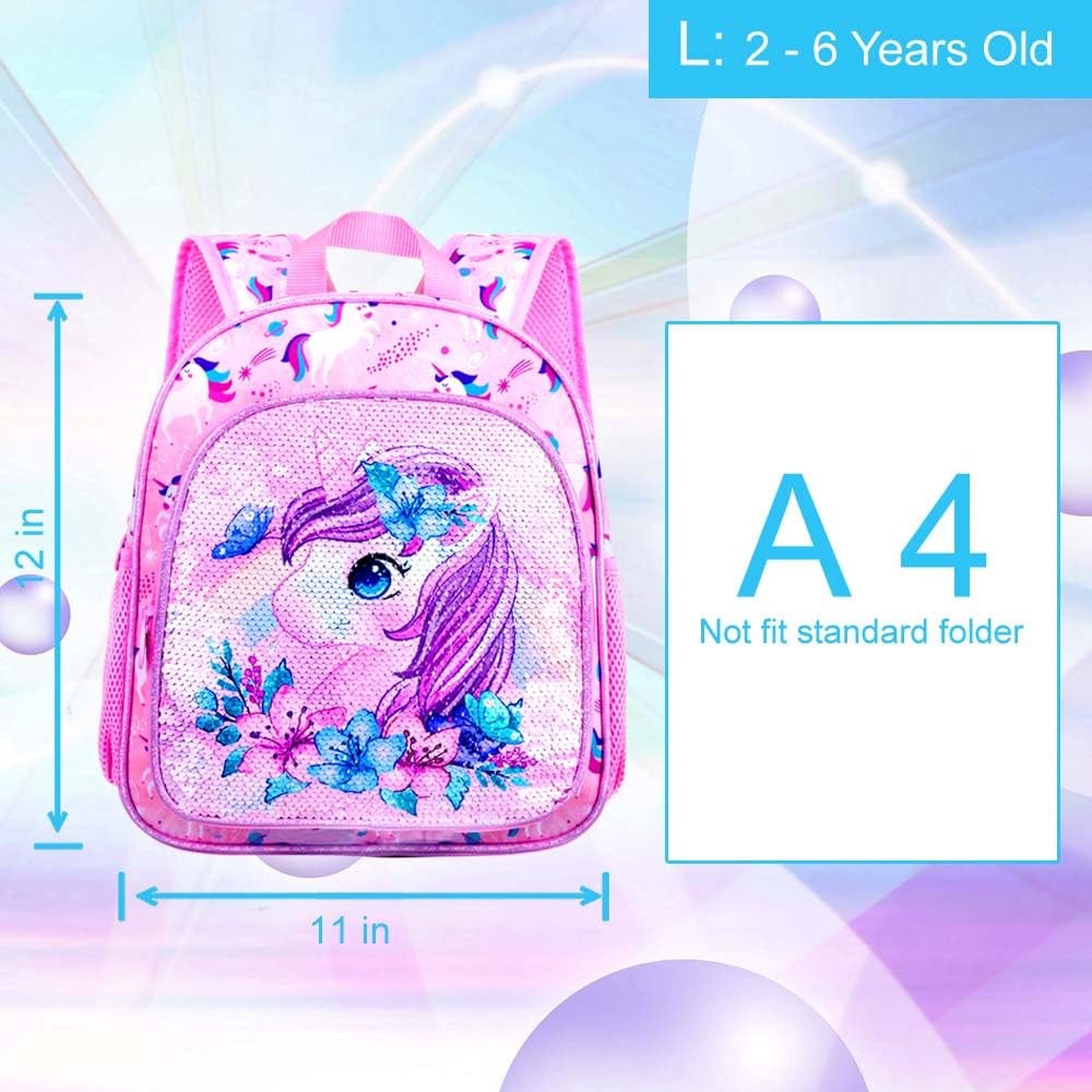 **Unicorn Toddler Backpack for Girls - 12