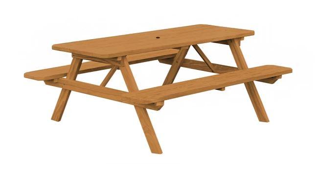 A & L Outdoor Dining Table with Attached Benches - Free Umbrella Hole Included | Perfect for Patio, Garden, and Backyard BBQs