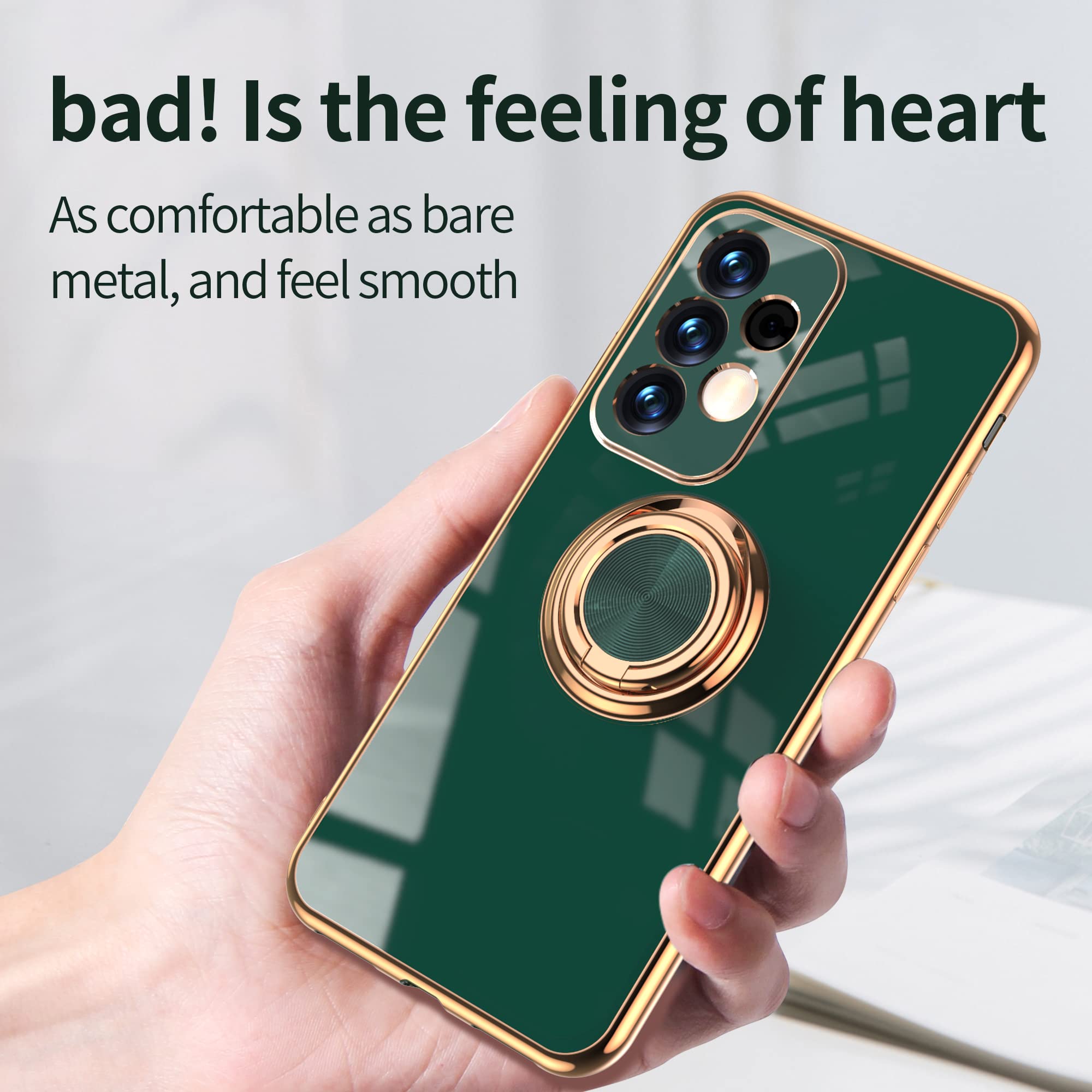 360° Rotating Magnetic Ring Holder Case for Samsung Galaxy A53 5G - Electroplated Metal Car Mount with Shockproof Silicone Cover (Light Pink) | Perfect for Driving, Office & Daily Use