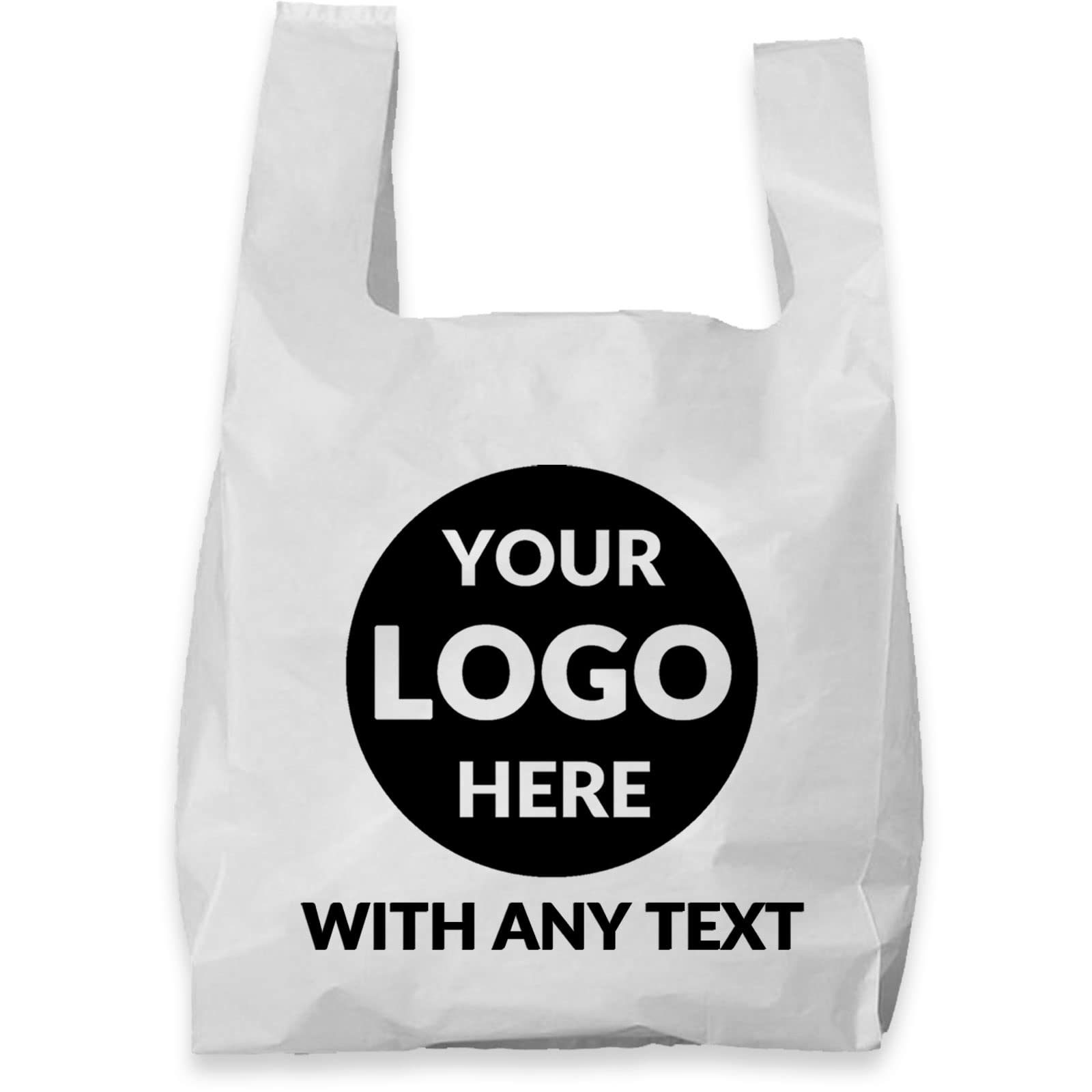 500 Pack Custom Logo Shopping Bags - Eco-Friendly Reusable Grocery Bags with Your Brand - Perfect for Retail Stores, Boutiques, Trade Shows & Promotional Events