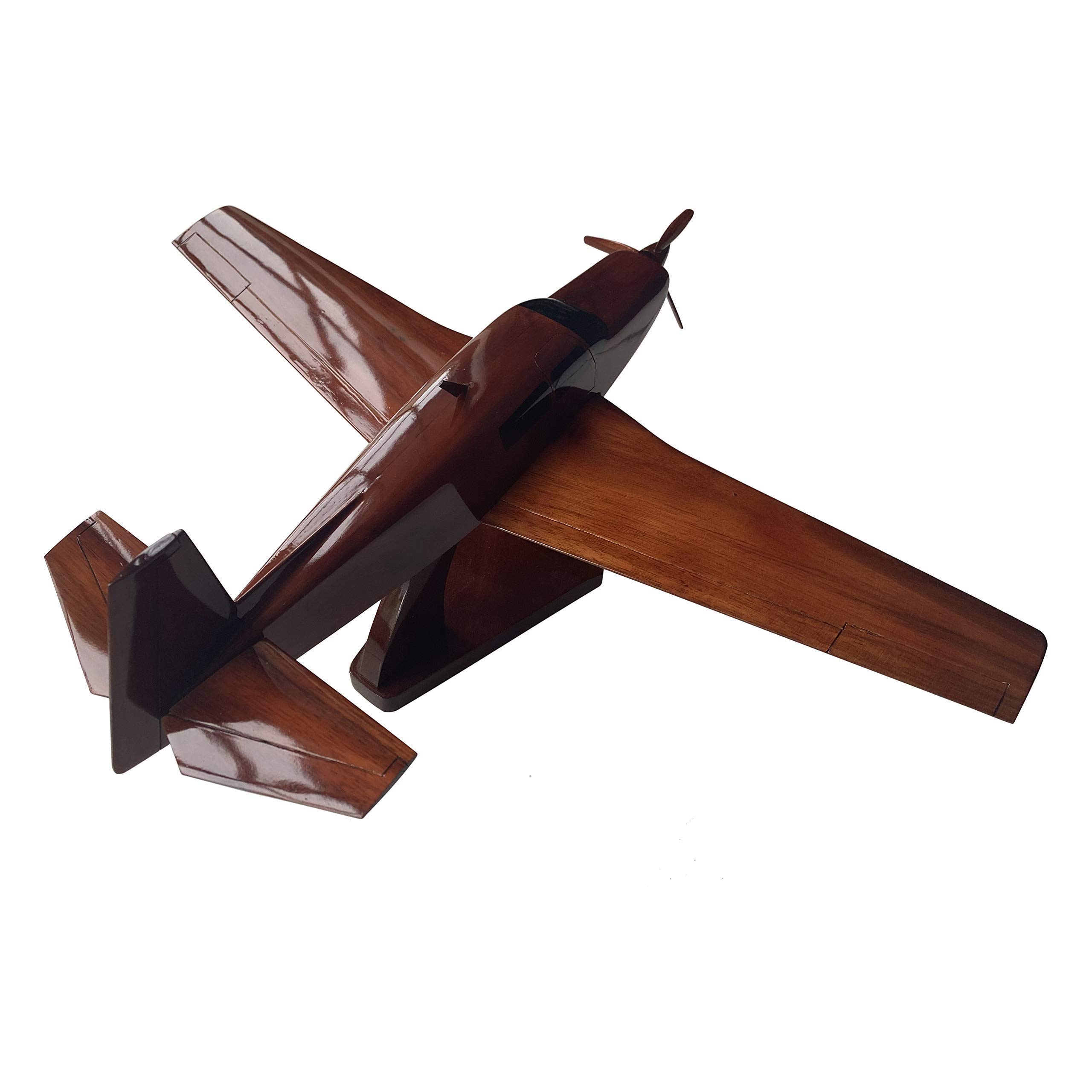 Mooney M20 Mahogany Wood Desktop Airplane Model - Handcrafted Aviation Collectible for Office Decor, Pilot Gift & Home Display