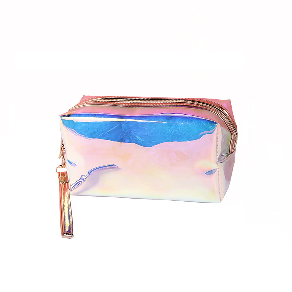 Holographic Makeup Bag Iridescent Cosmetic Pouch - Waterproof Clear Travel Toiletry Organizer for Women & Girls | Perfect for Makeup Storage, Travel Essentials & Jewelry Organization | Great for Gym, Beach, Office & Daily Use | Ideal Gift for Birthdays, Christmas & Special Occasions