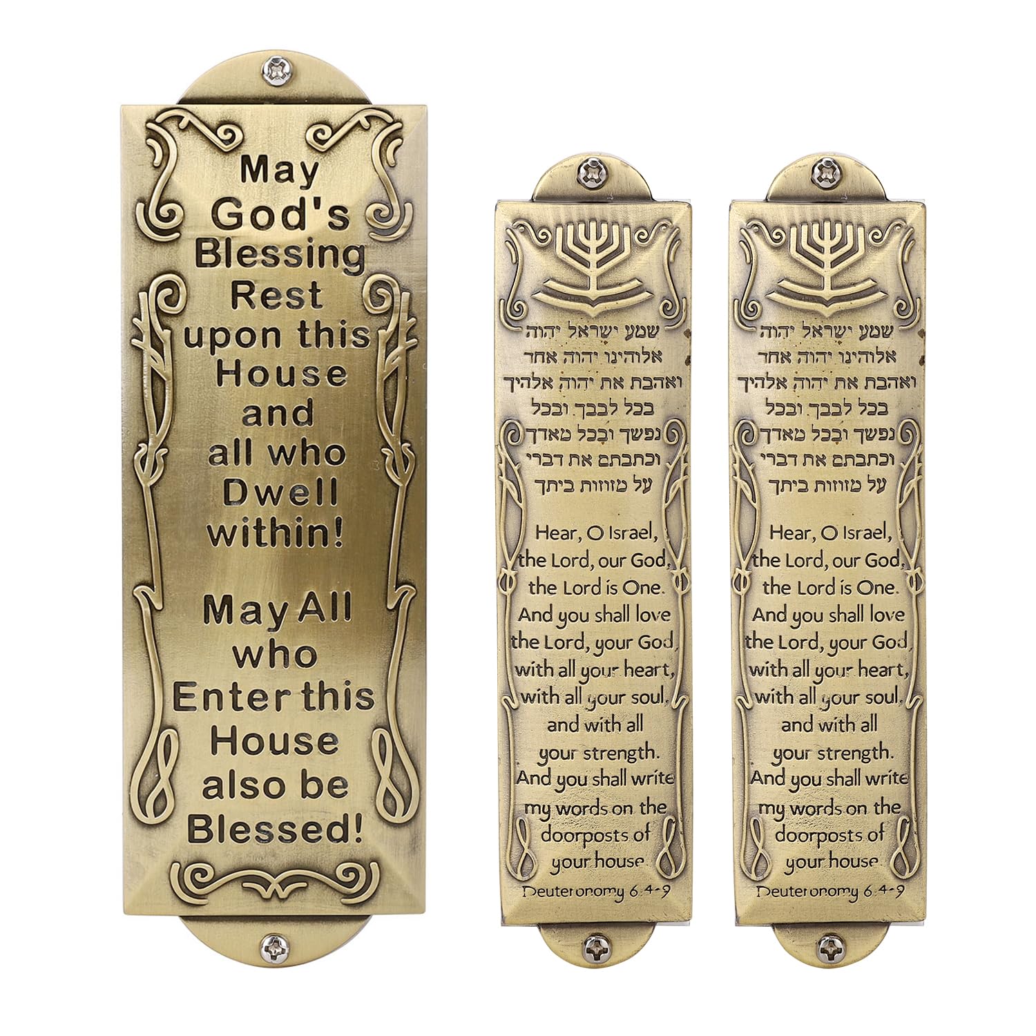 BRTAGG Set of 3 Mezuzahs with Double Sided Tape - Includes Non Kosher Scrolls (6
