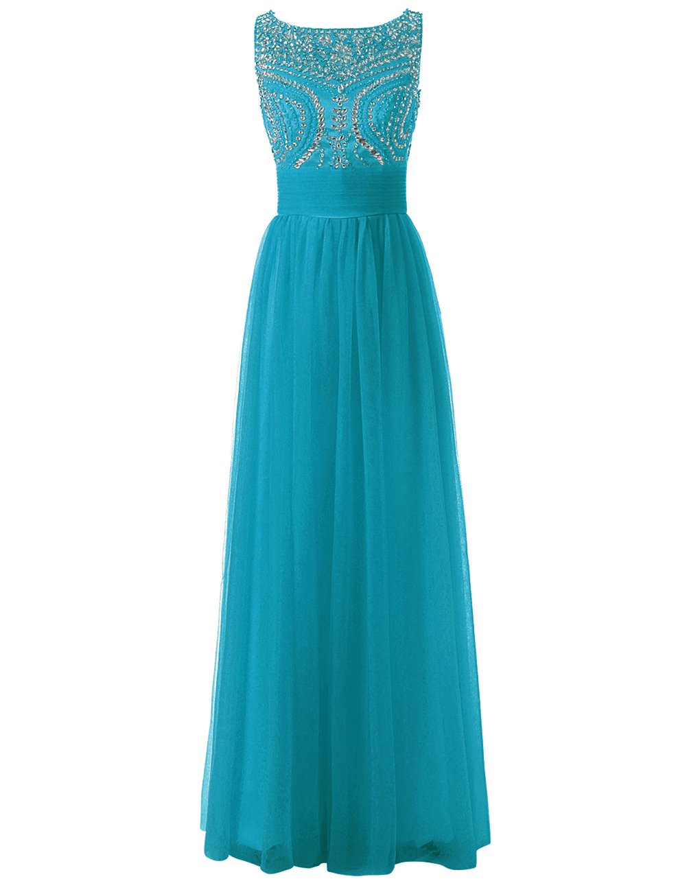 JAEDEN Women's Long Bridesmaid Dress with Beading - Elegant Tulle Prom Gown for Formal Evening Parties, Weddings & Special Occasions - Size US12